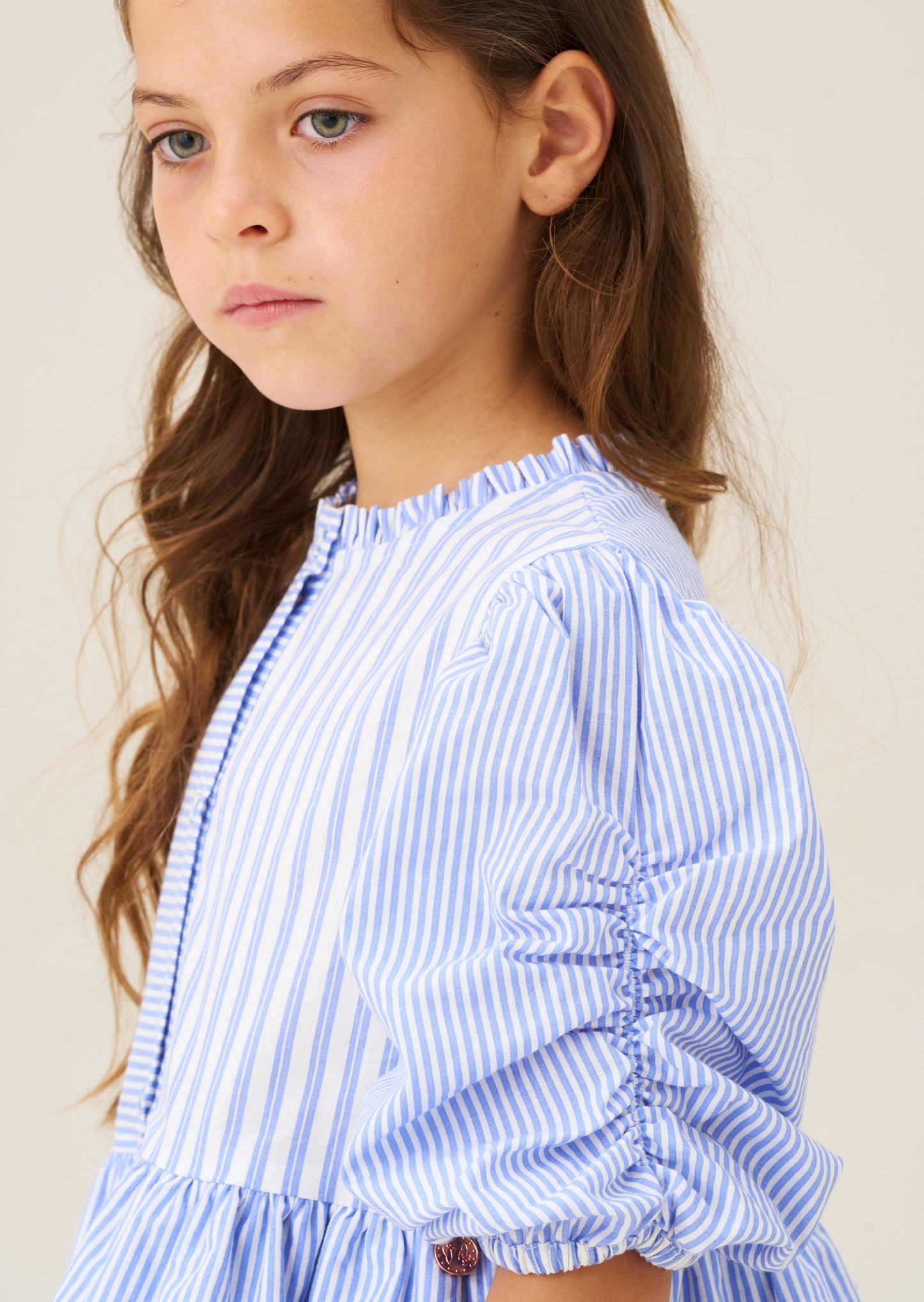 Frankie Blue Mixed Stripe Tiered Dress