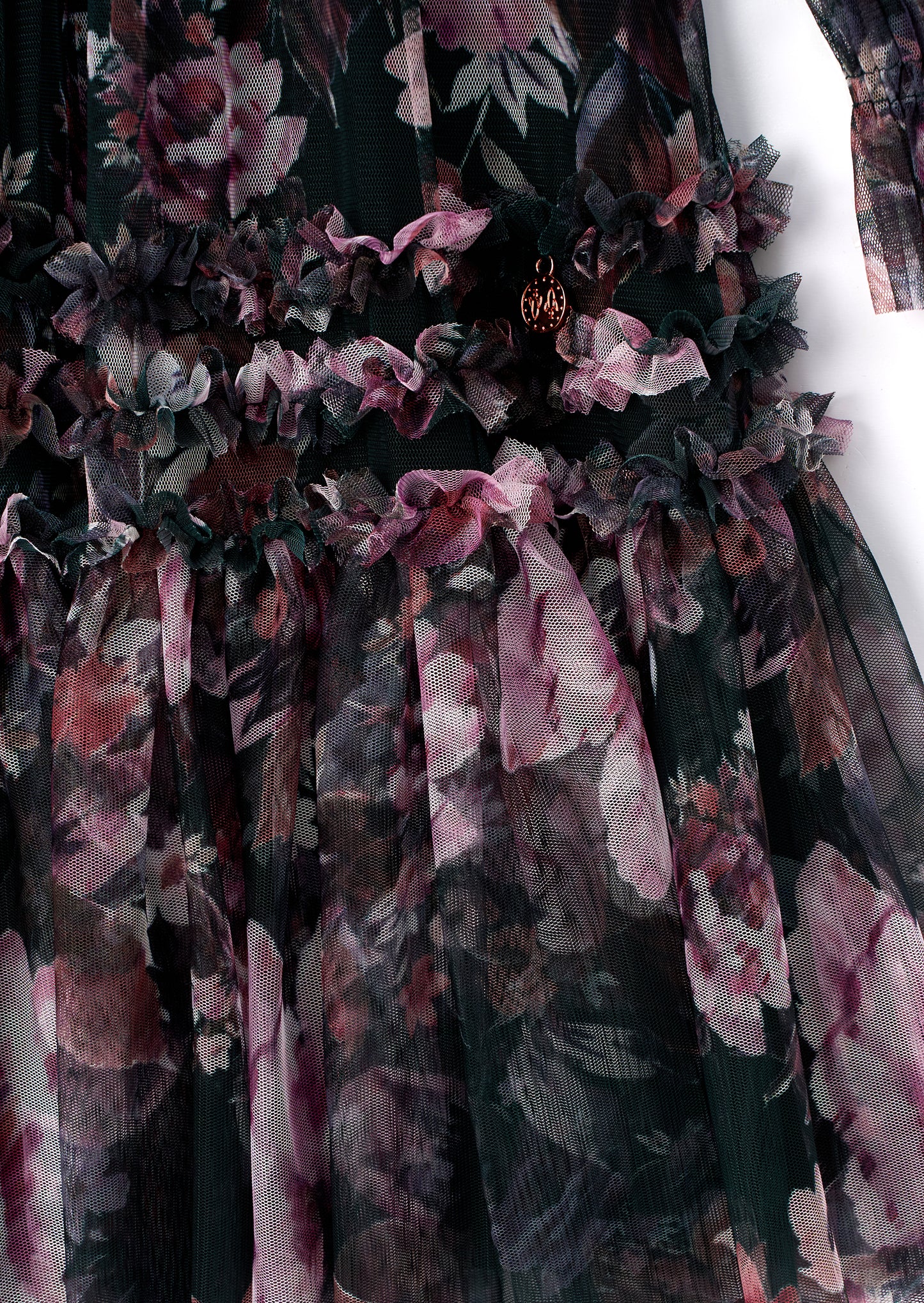 Verity Ruffle Print Mesh Dress