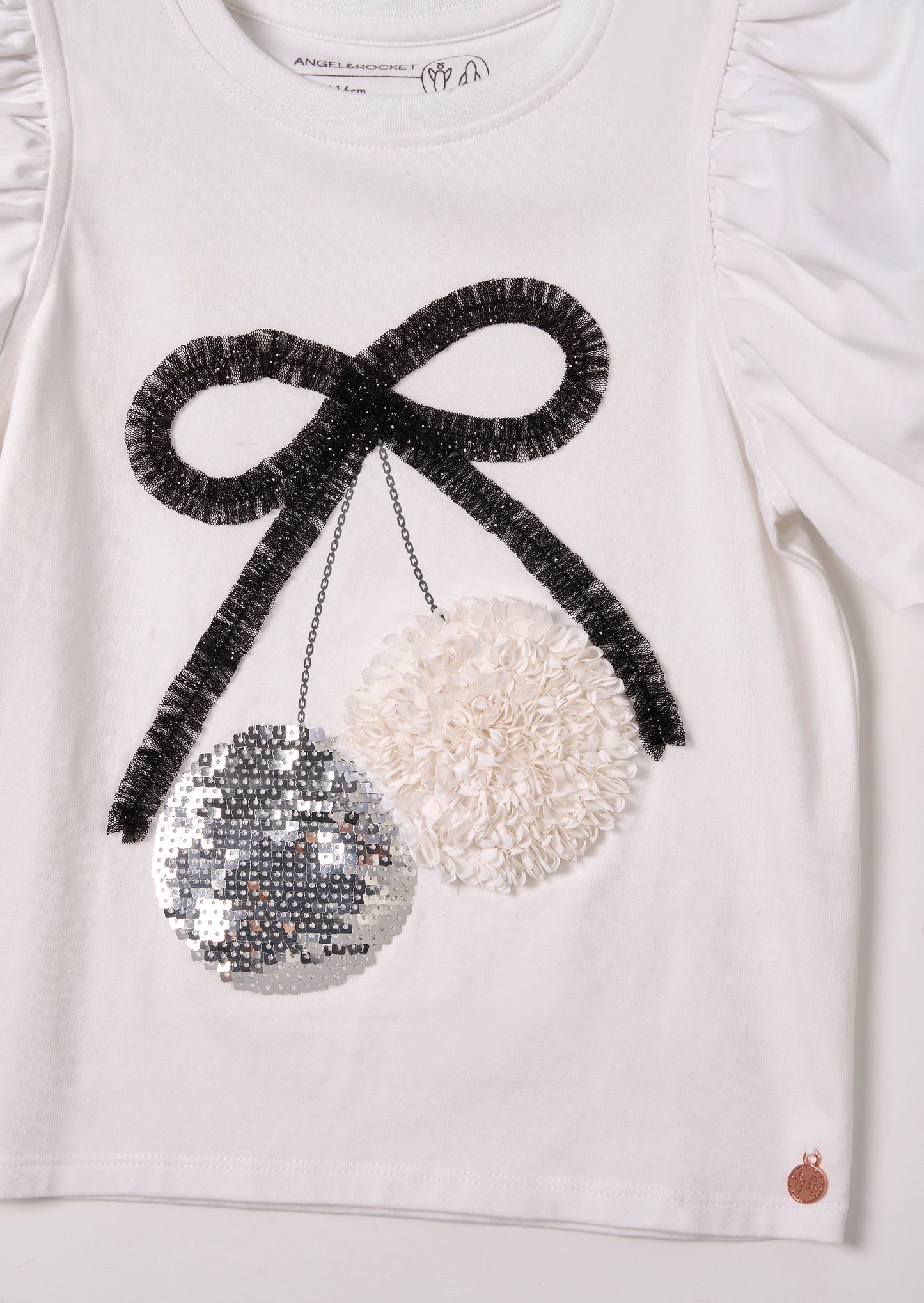 Elodie Disco Ball Embellished Puff Sleeve Tee