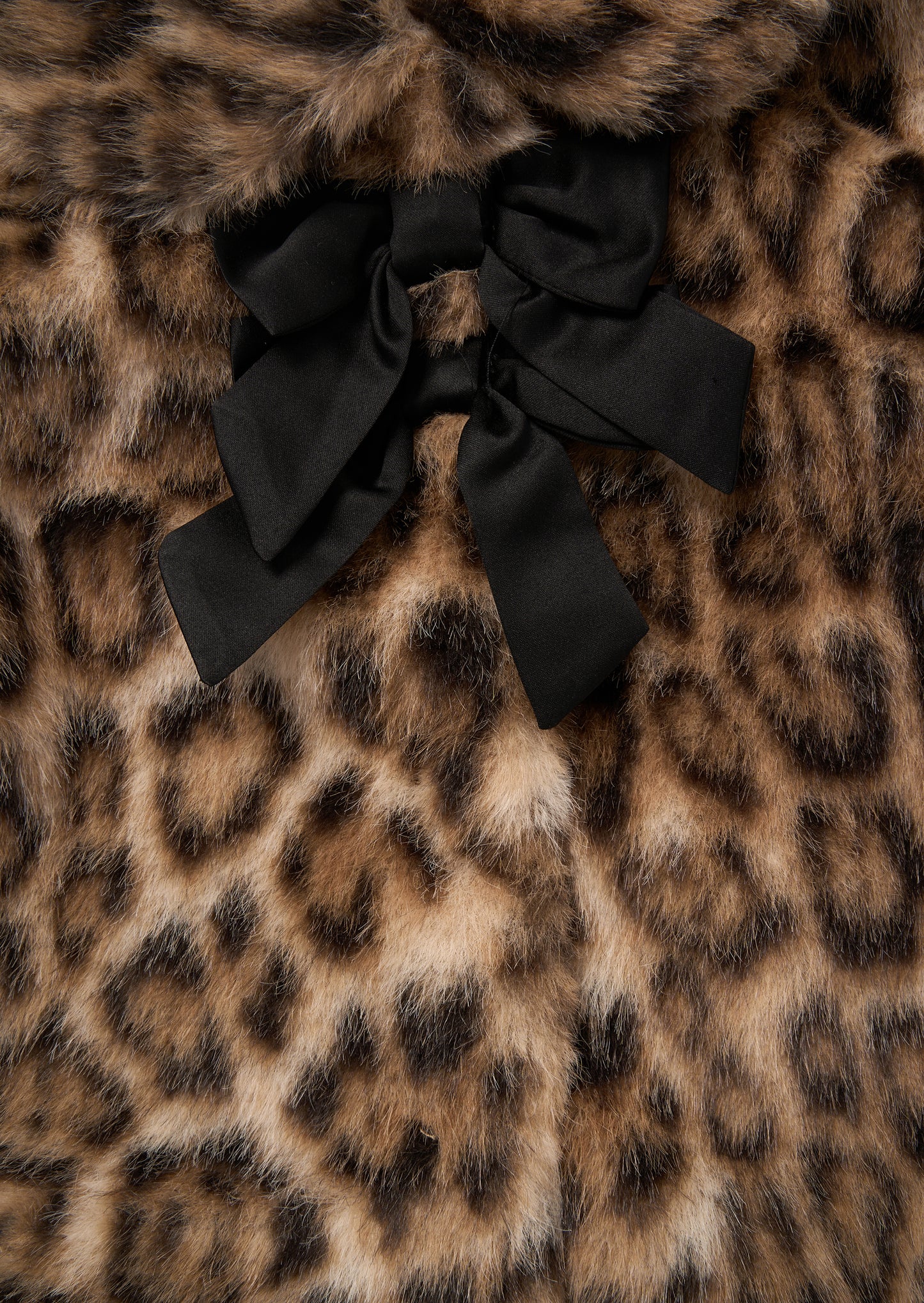 Corine Leopard Fur Bow Coat