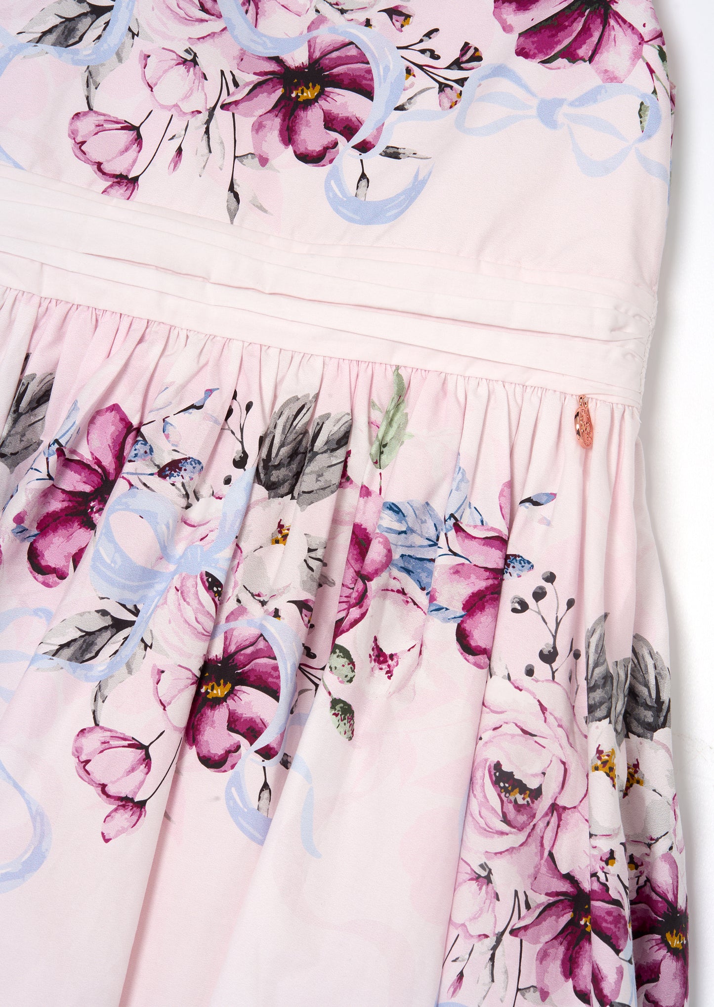 Elisa Blush Print Bow Back Dress