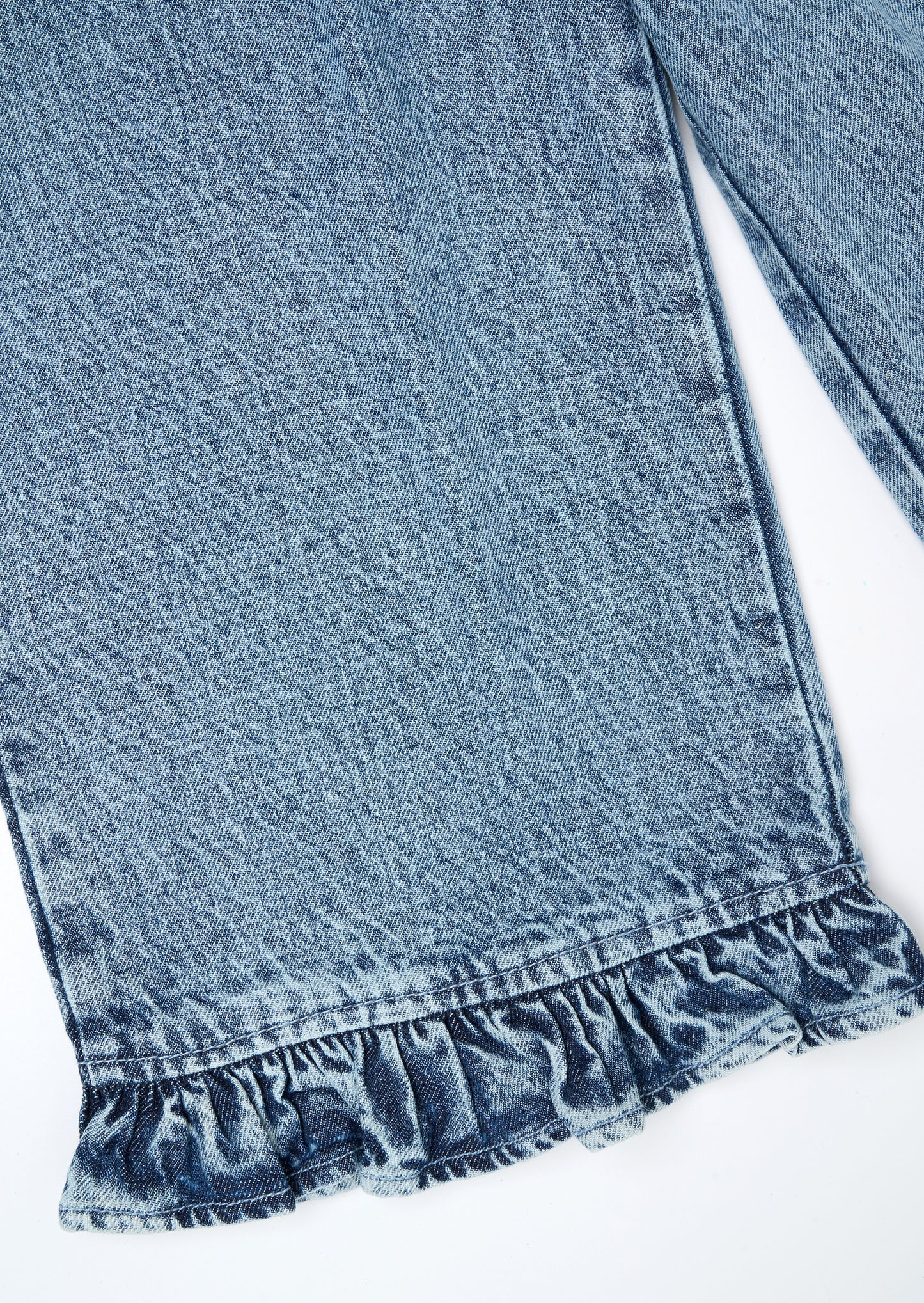 Orla Blue Denim Frill Hem Trousers