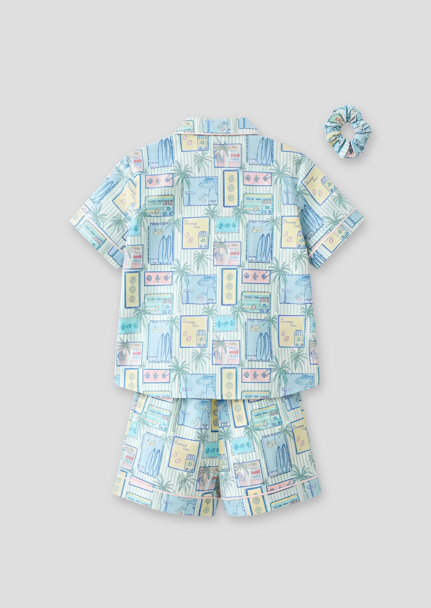 Petra Multi Postcard Print Shirt & Short PJs