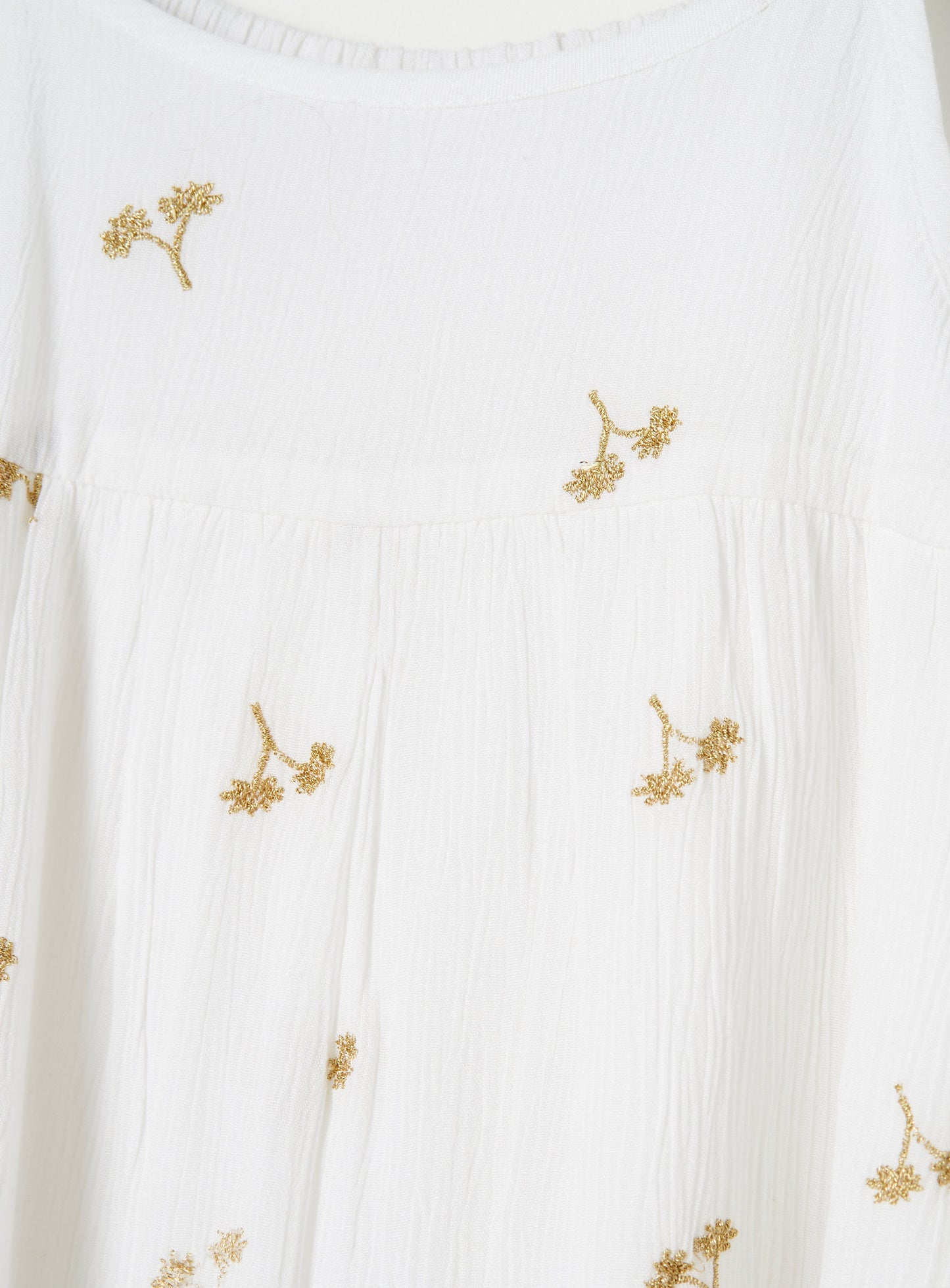 Saskia White Embroidered Palm Tree Dress