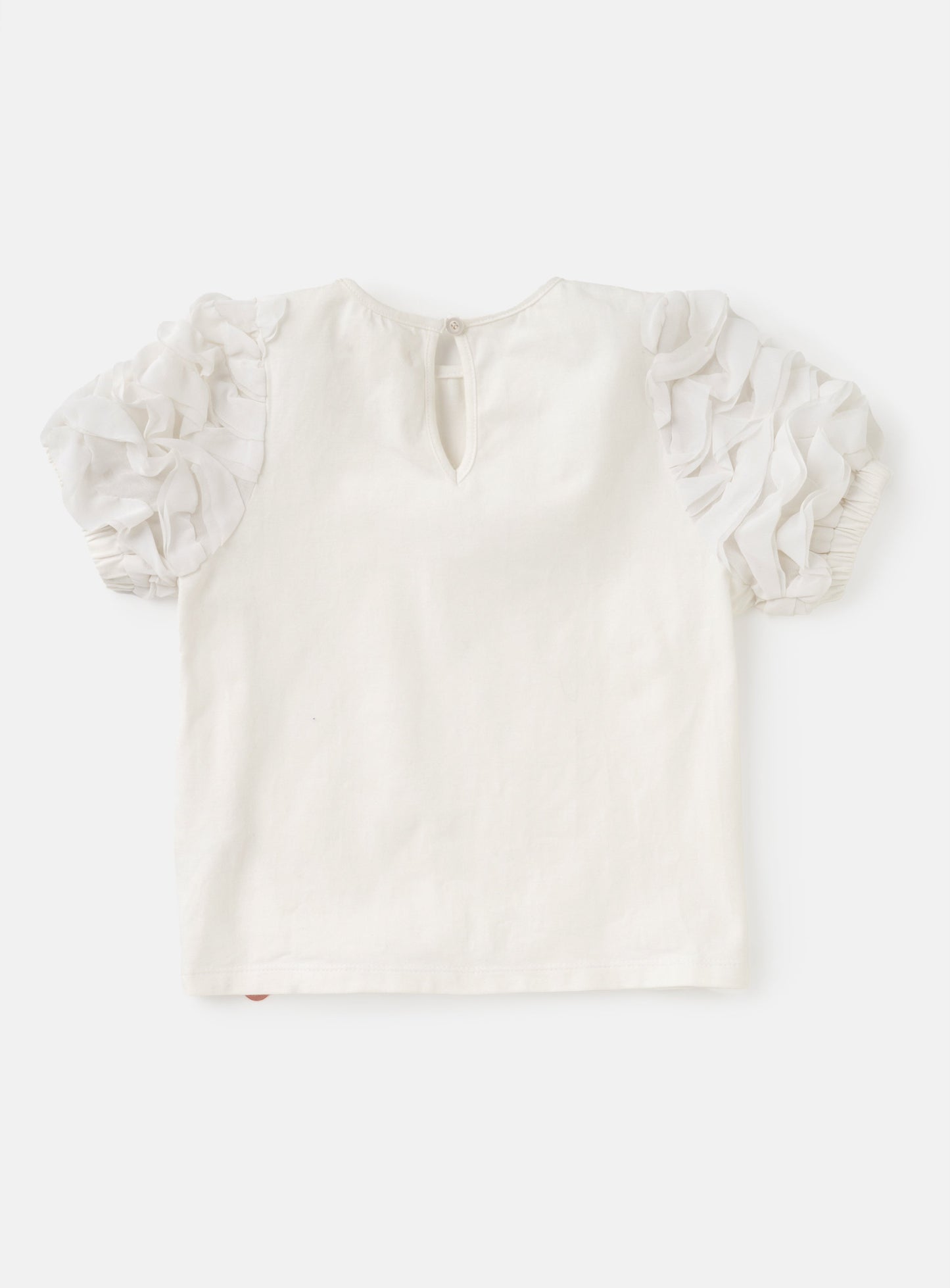 Jaida White Ruffle Sleeve T-Shirt