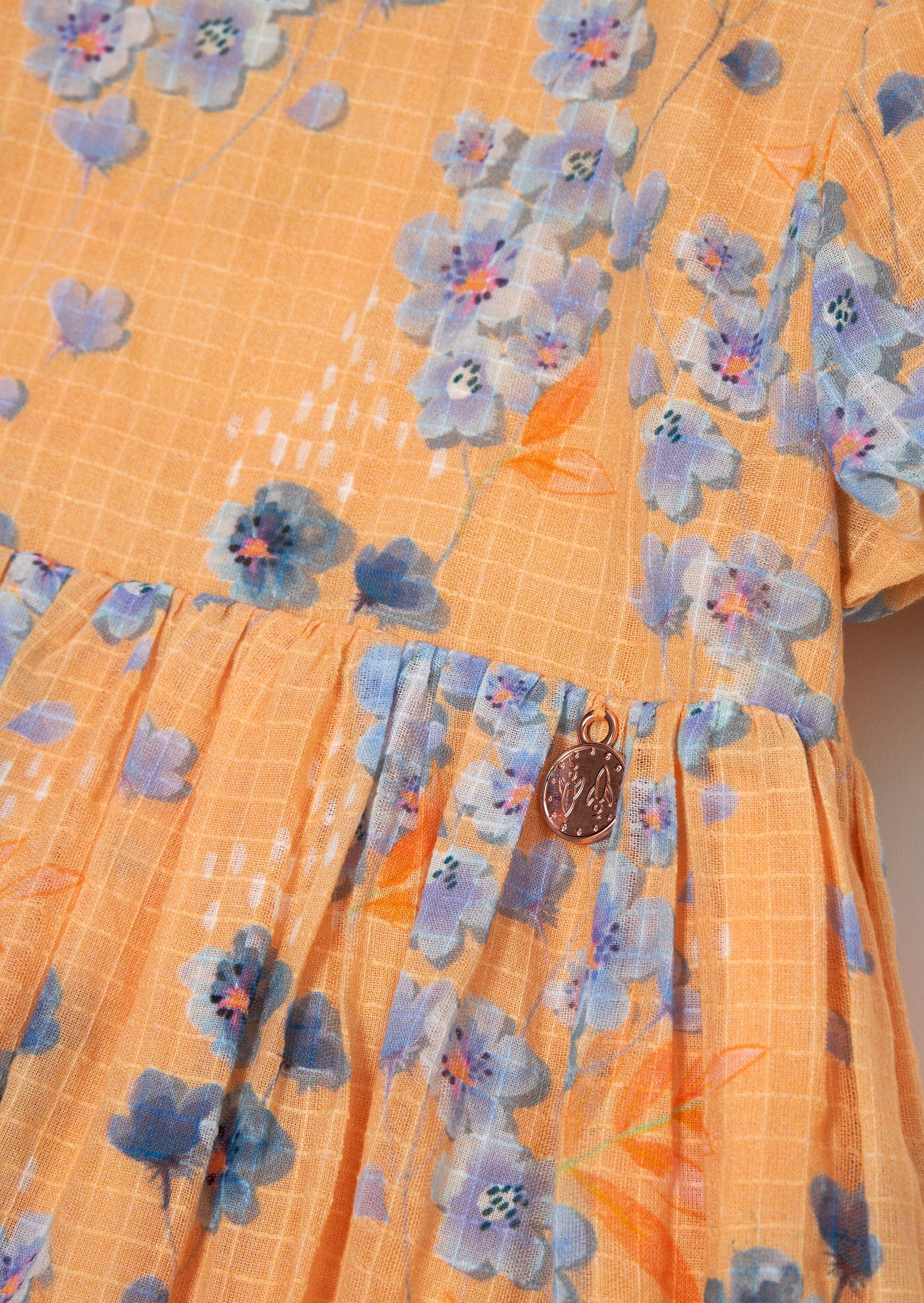 Simone Apricot Textured Print Dress