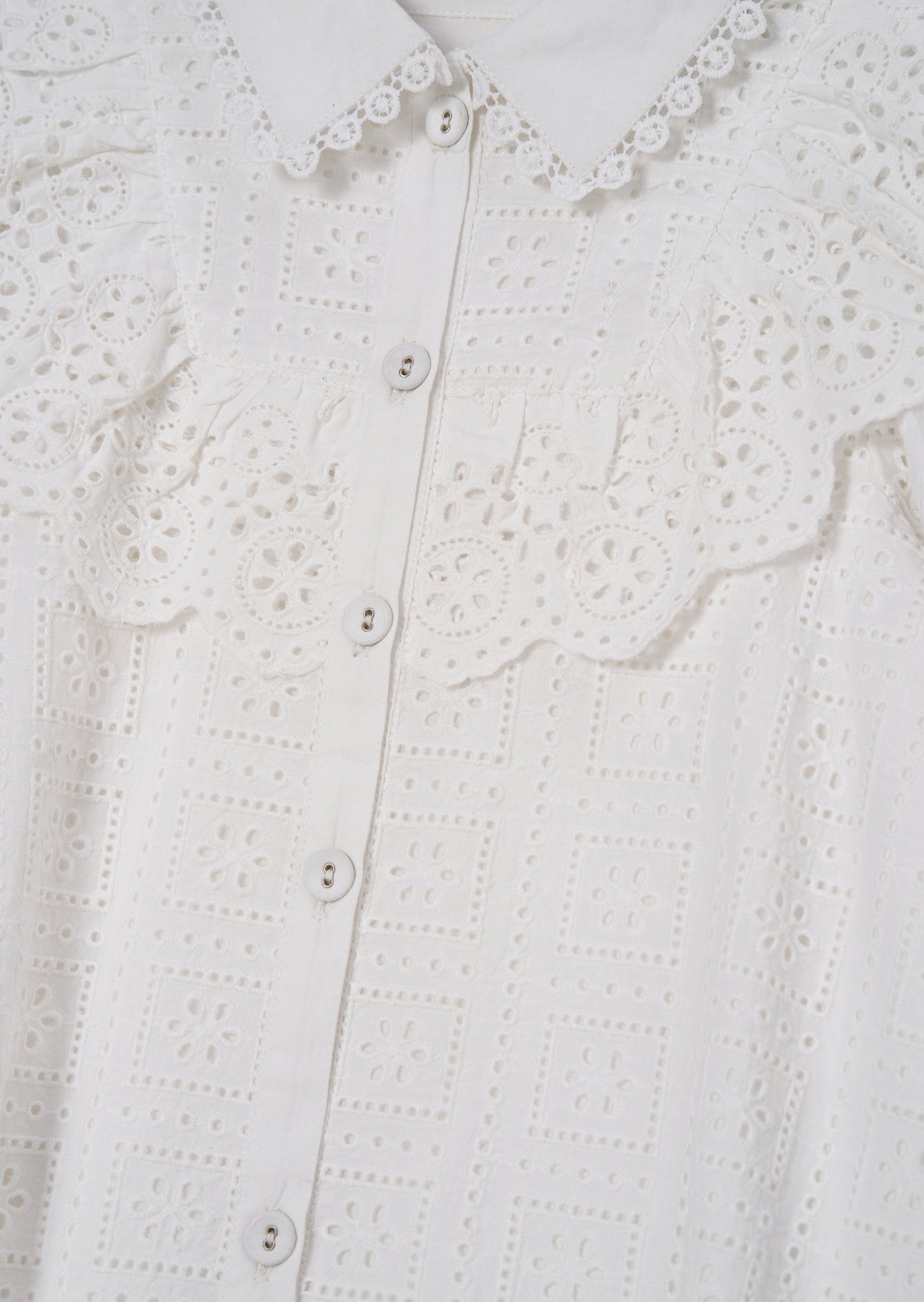 Amelie White Broderie Shirt Dress