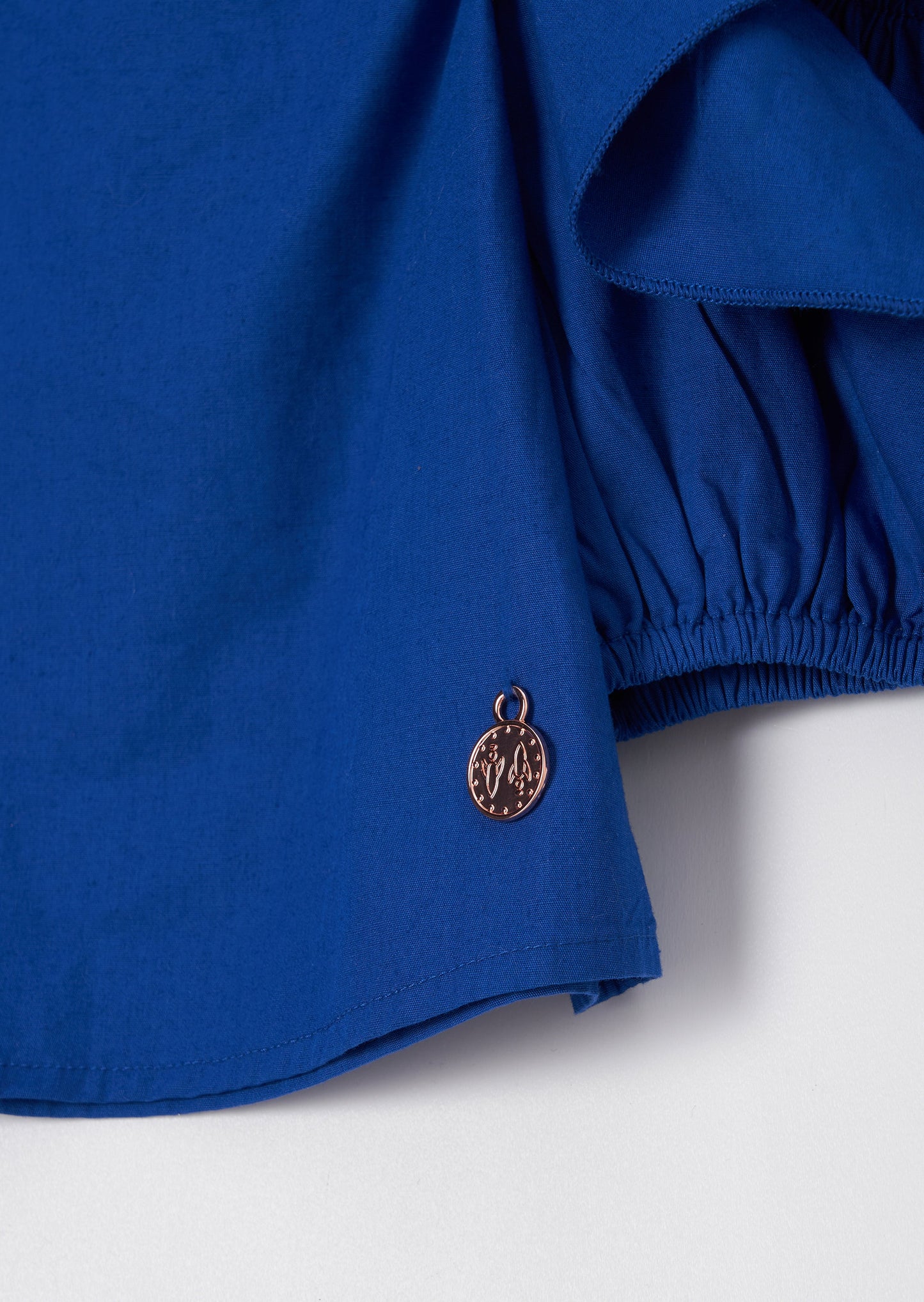 Nicole Cobalt Ruffle Shoulder Top