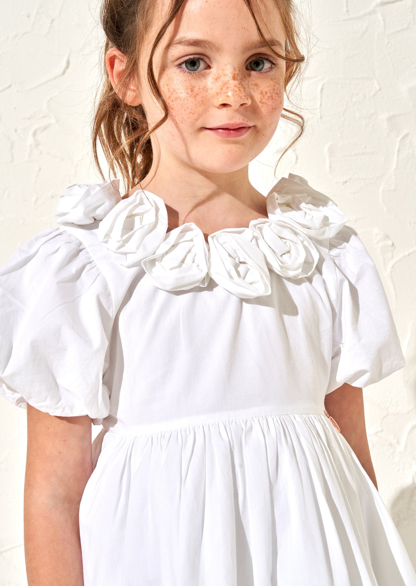 Loretta White Rose Corsage Dress