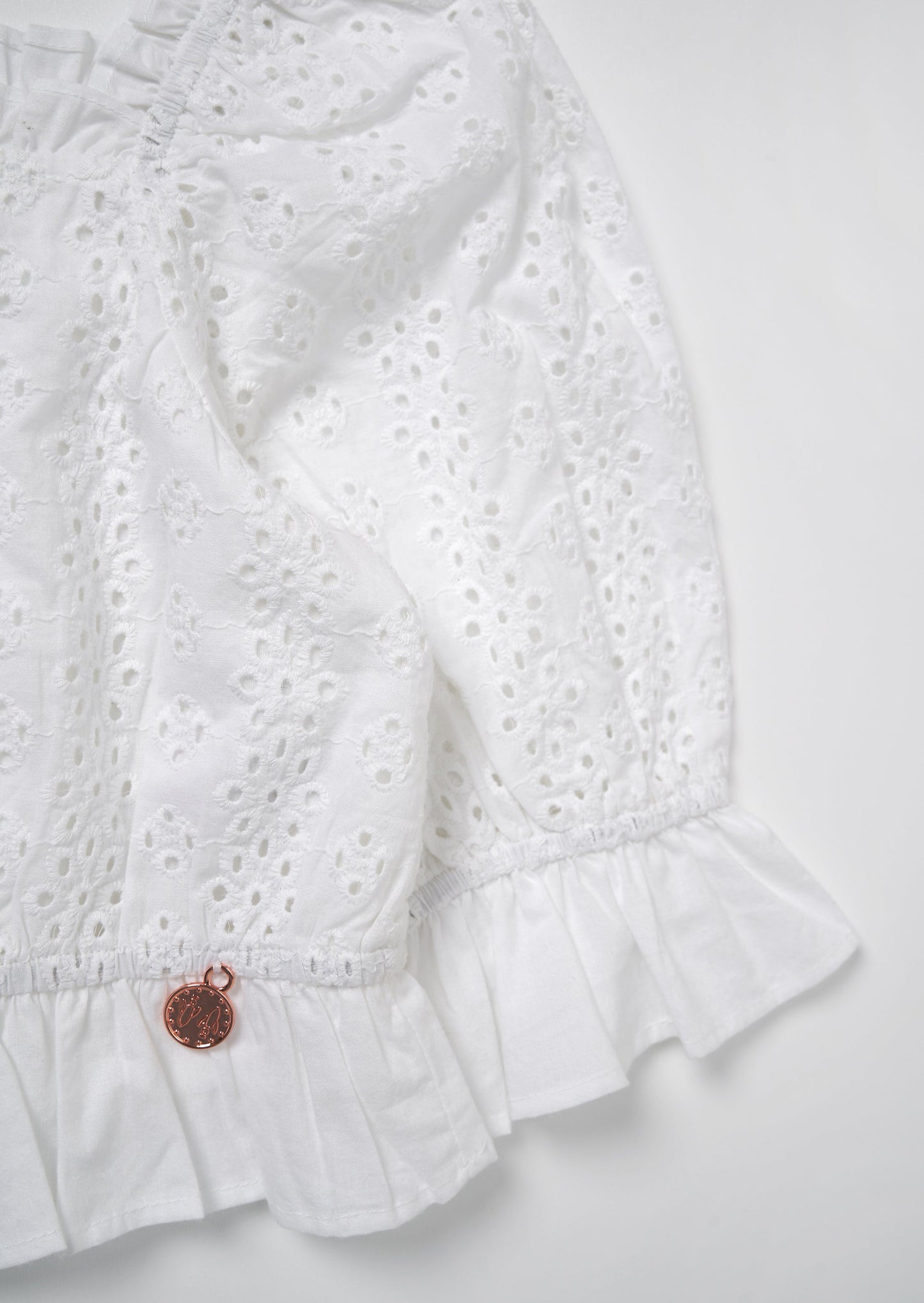 Cleo White Broderie Puff Sleeve Top