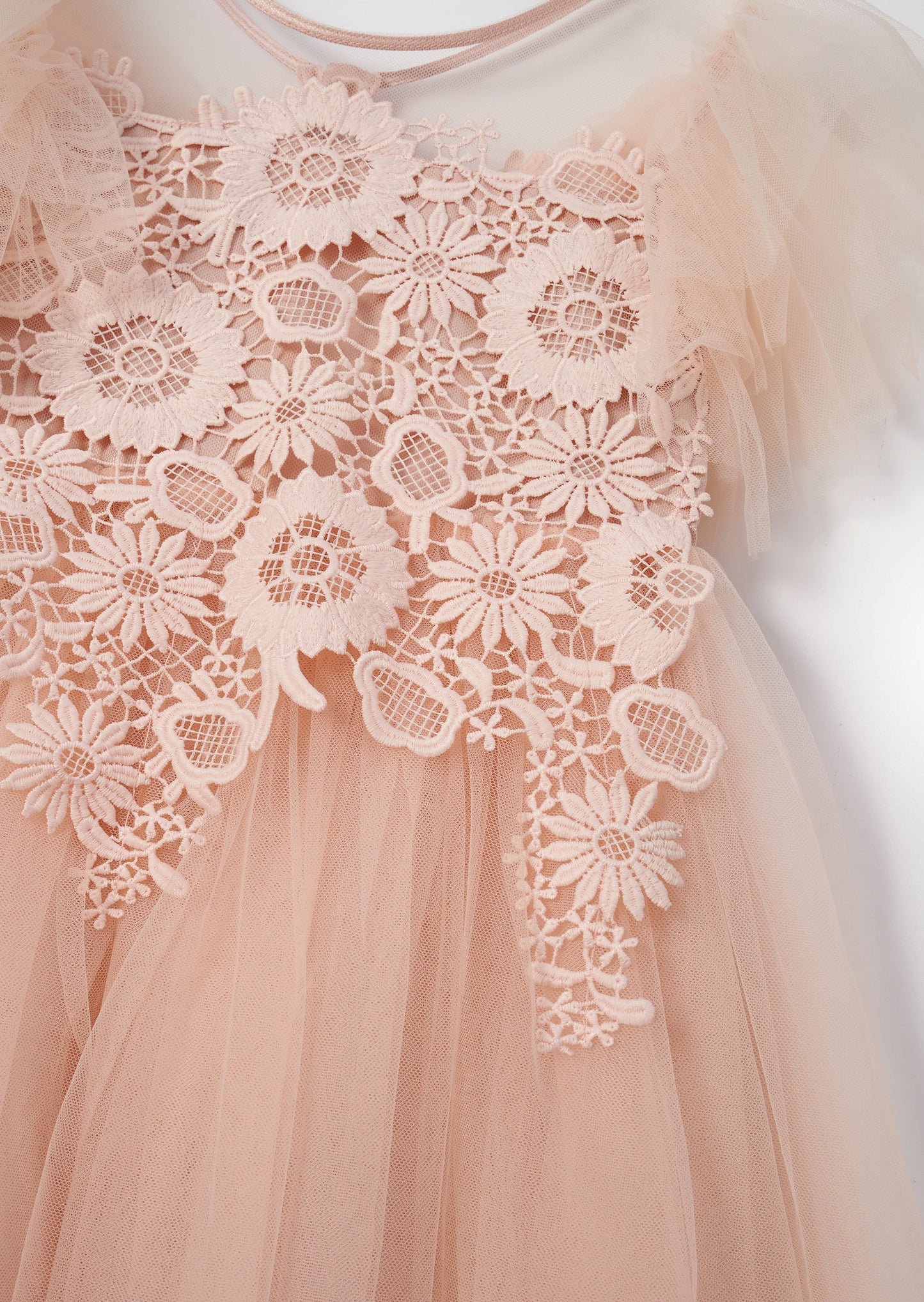 Anelise Blush Cascade Lace Dress