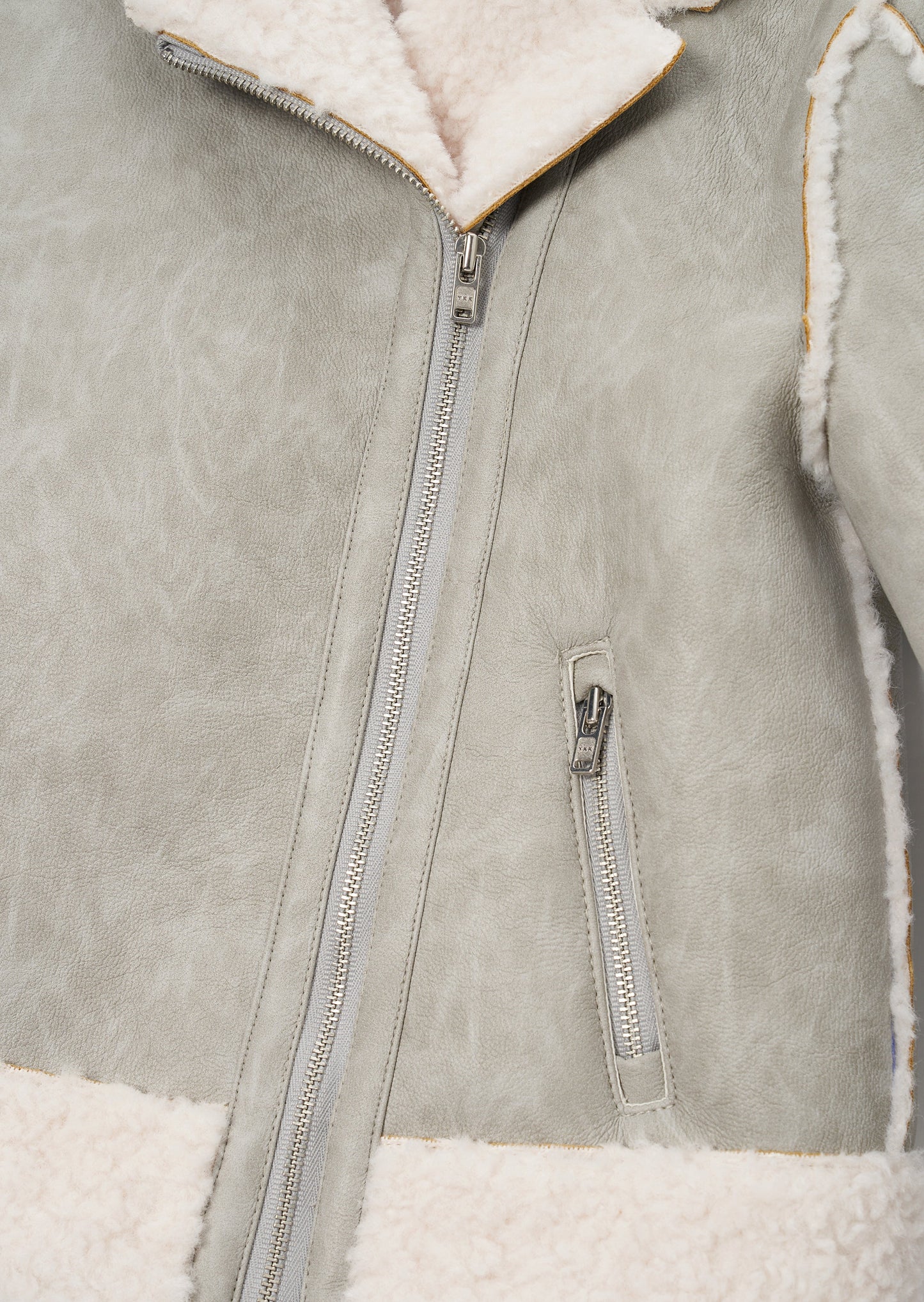 Halle Grey Faux Fur Leather Jacket