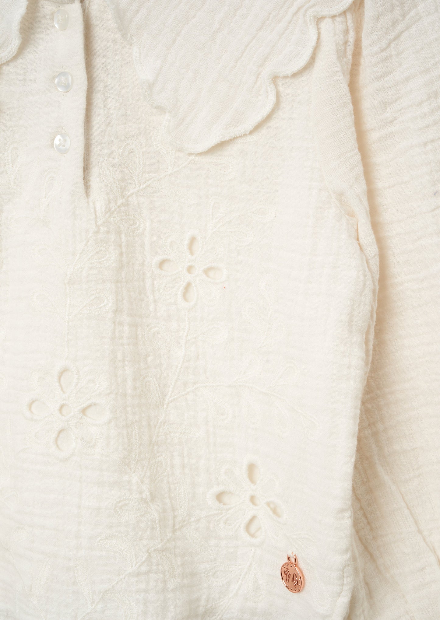 Emma Ivory Cape Collar Embroidered Top