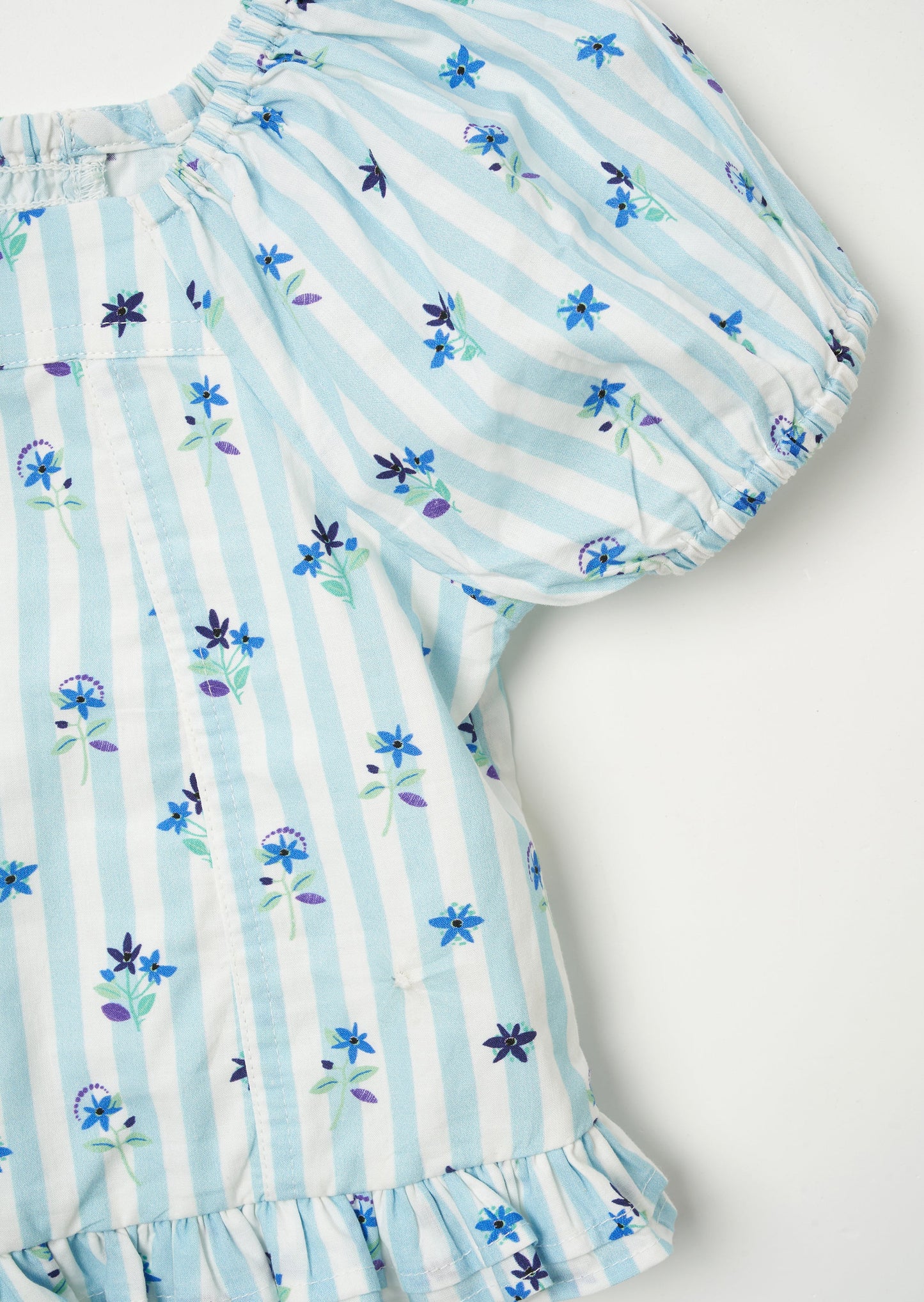 Pia Blue Print Shirred Top