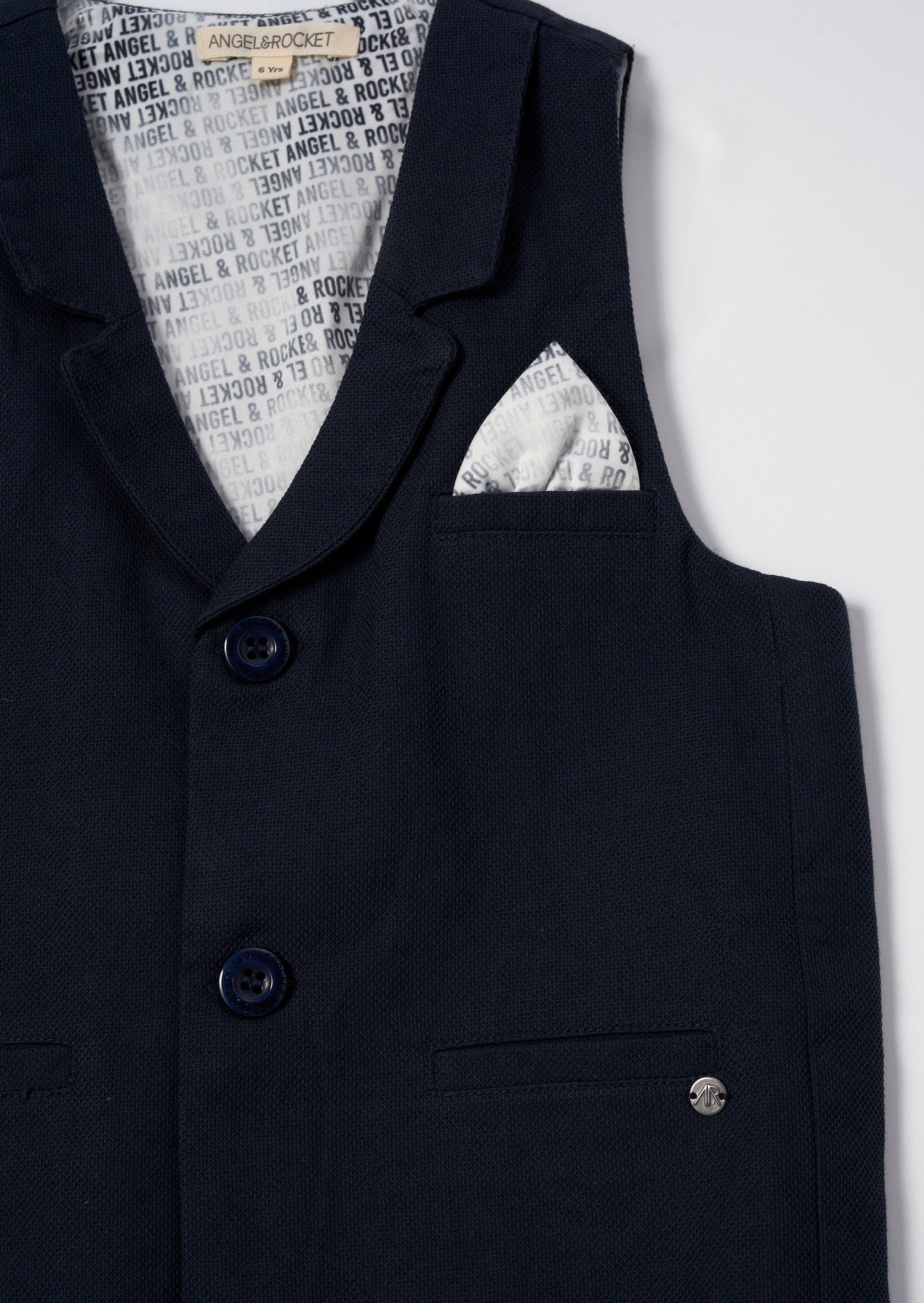 Bernard Navy Textured Waistcoat