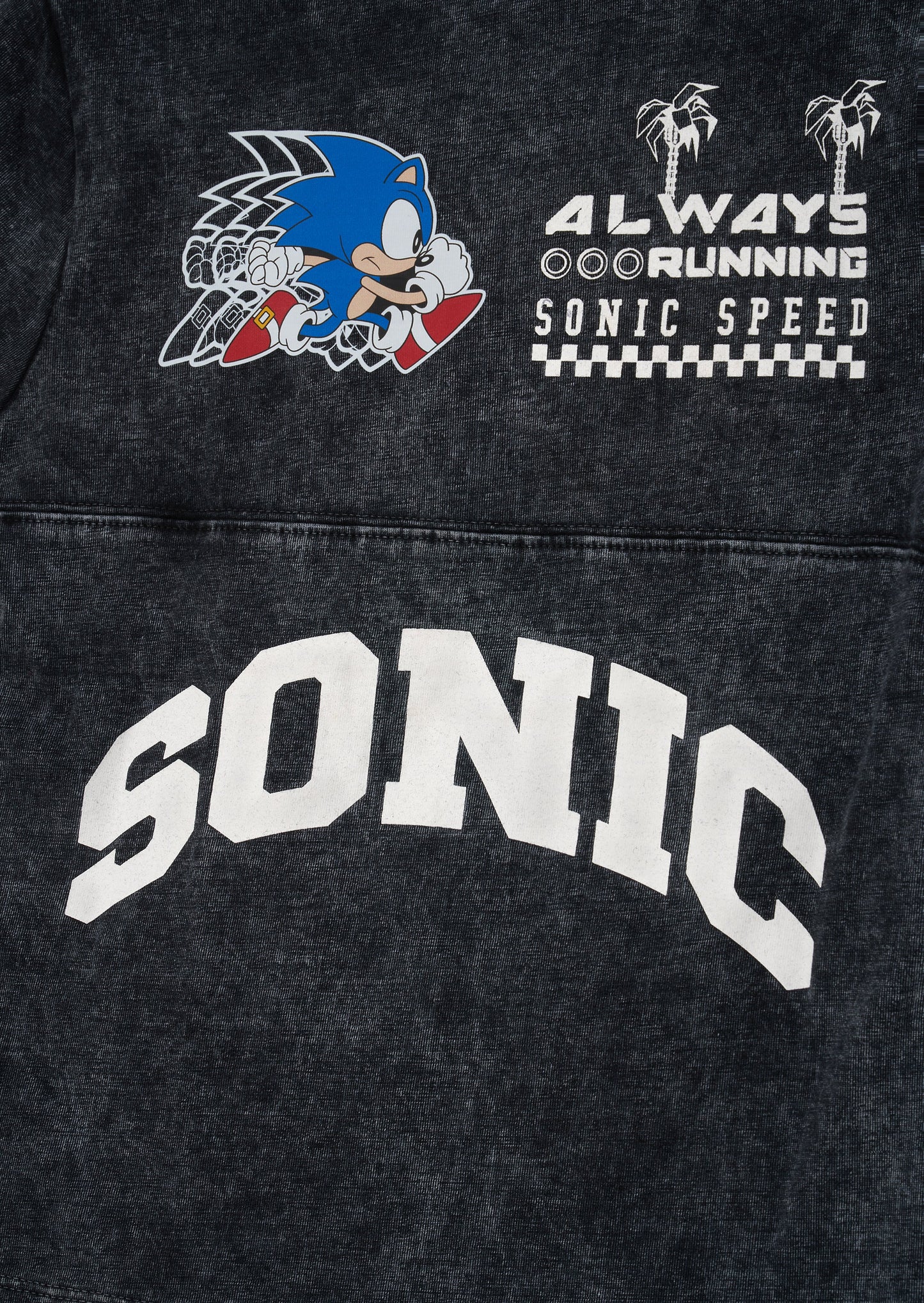 Sonic Black Seam Detail Printed Tee