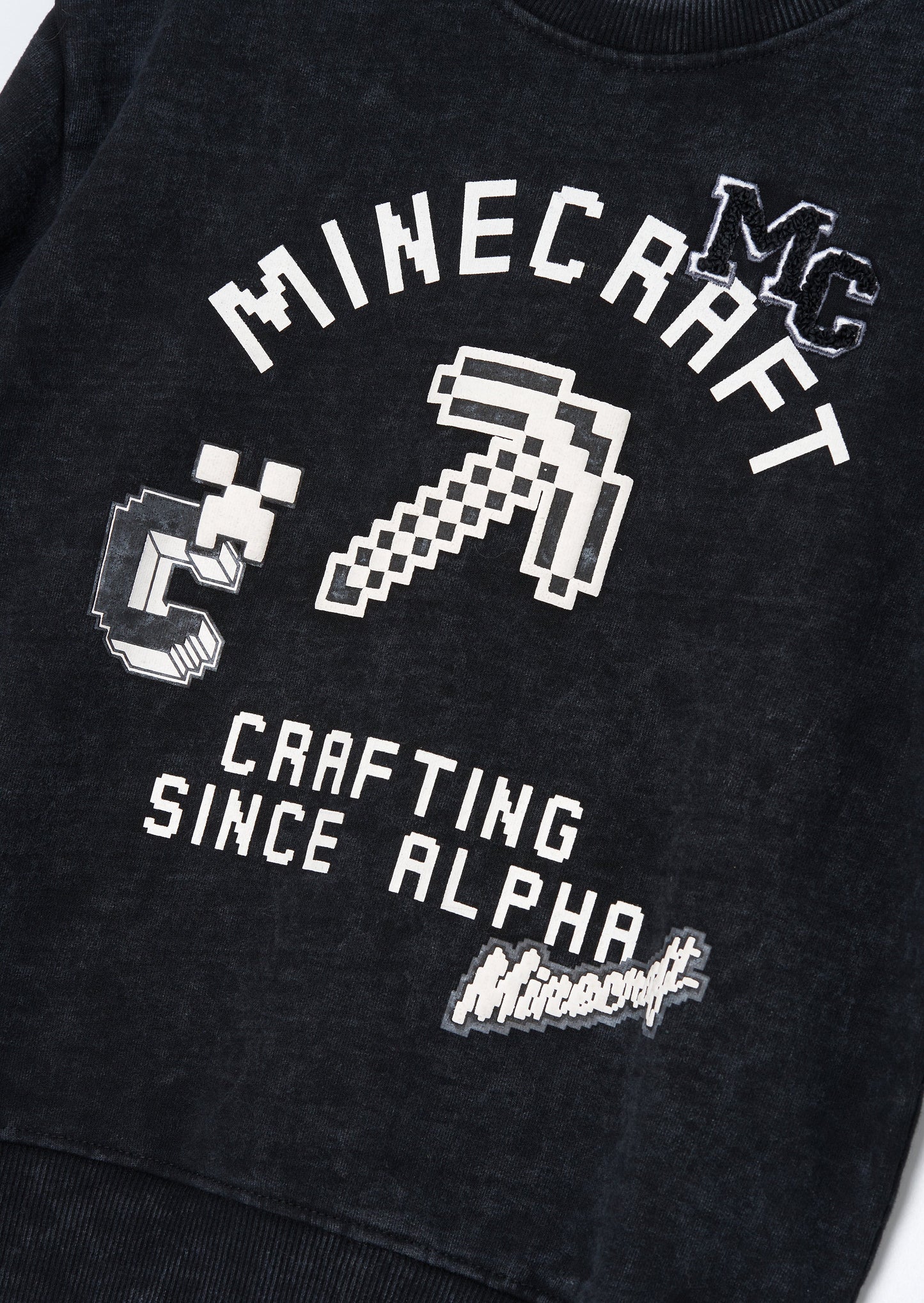Minecraft Grey Graphic Washed Sweat