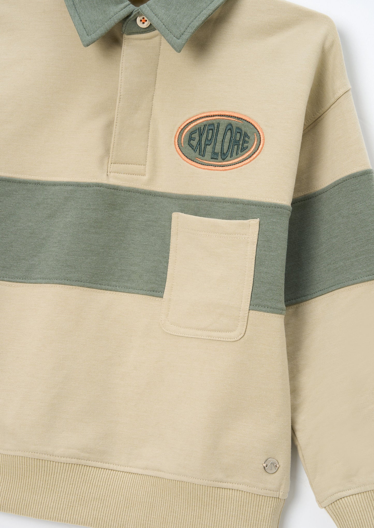 Issac Button Neck Colour Block Sweatshirt