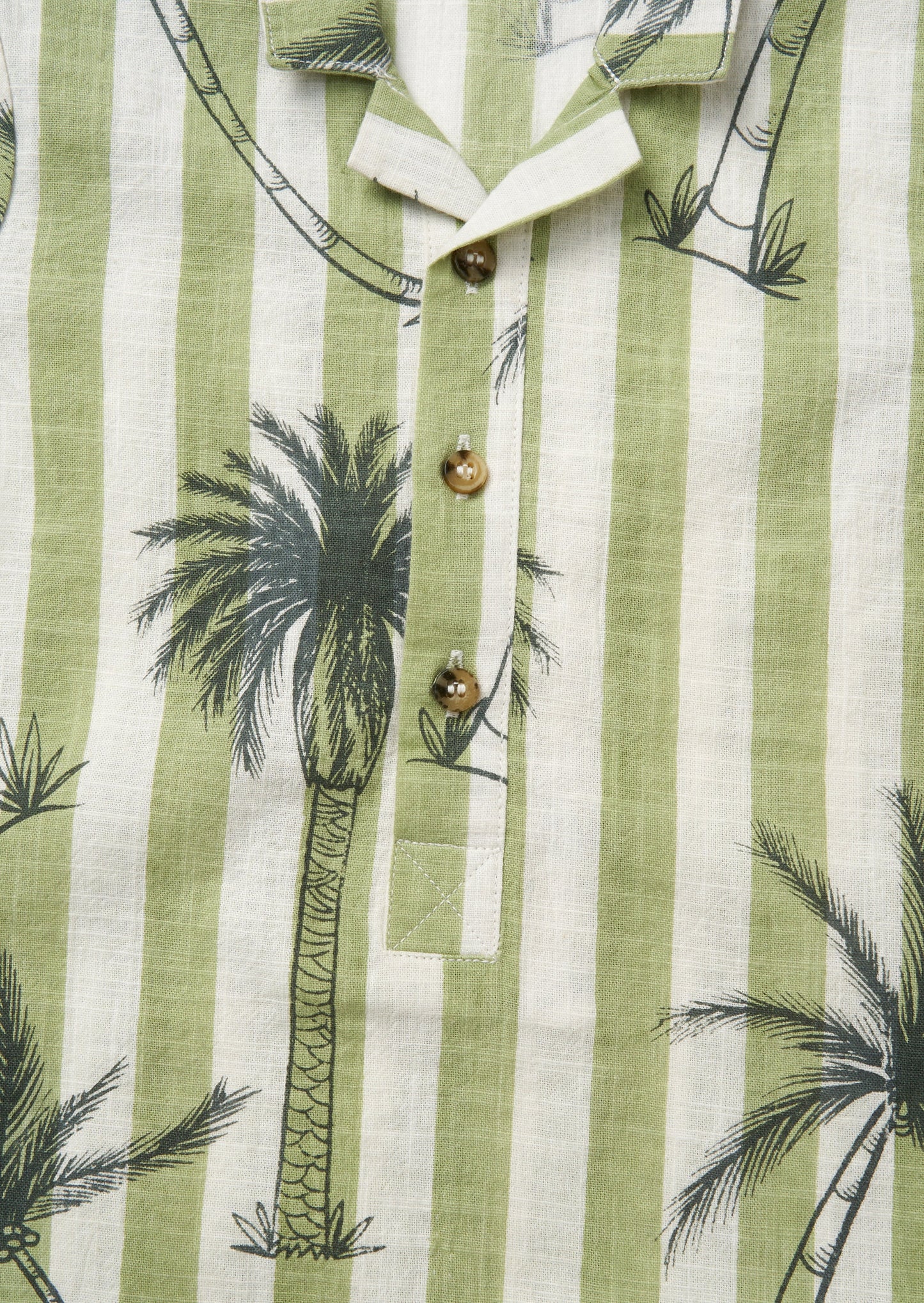 Jamie Green Palm Printed Collar Romper