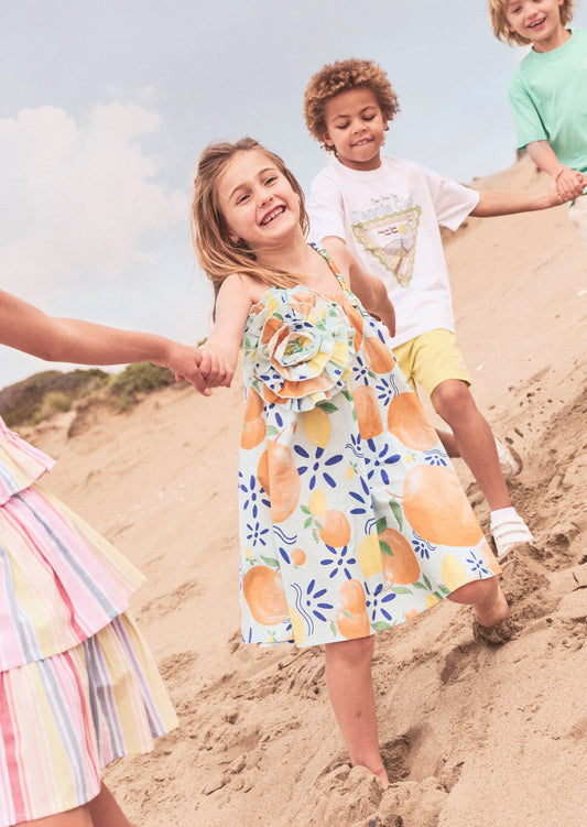 Carrie Multi Print Swing Corsage Dress