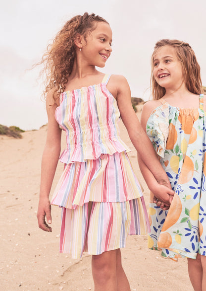 Faye Multi Stripe Tiered Skirt