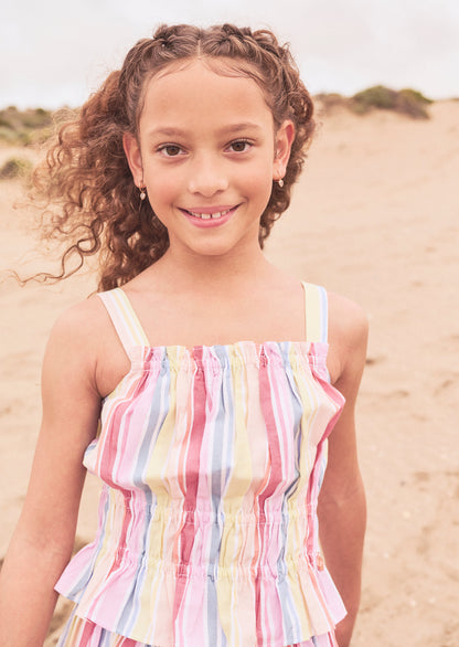 Faye Multi Stripe Shirred Top