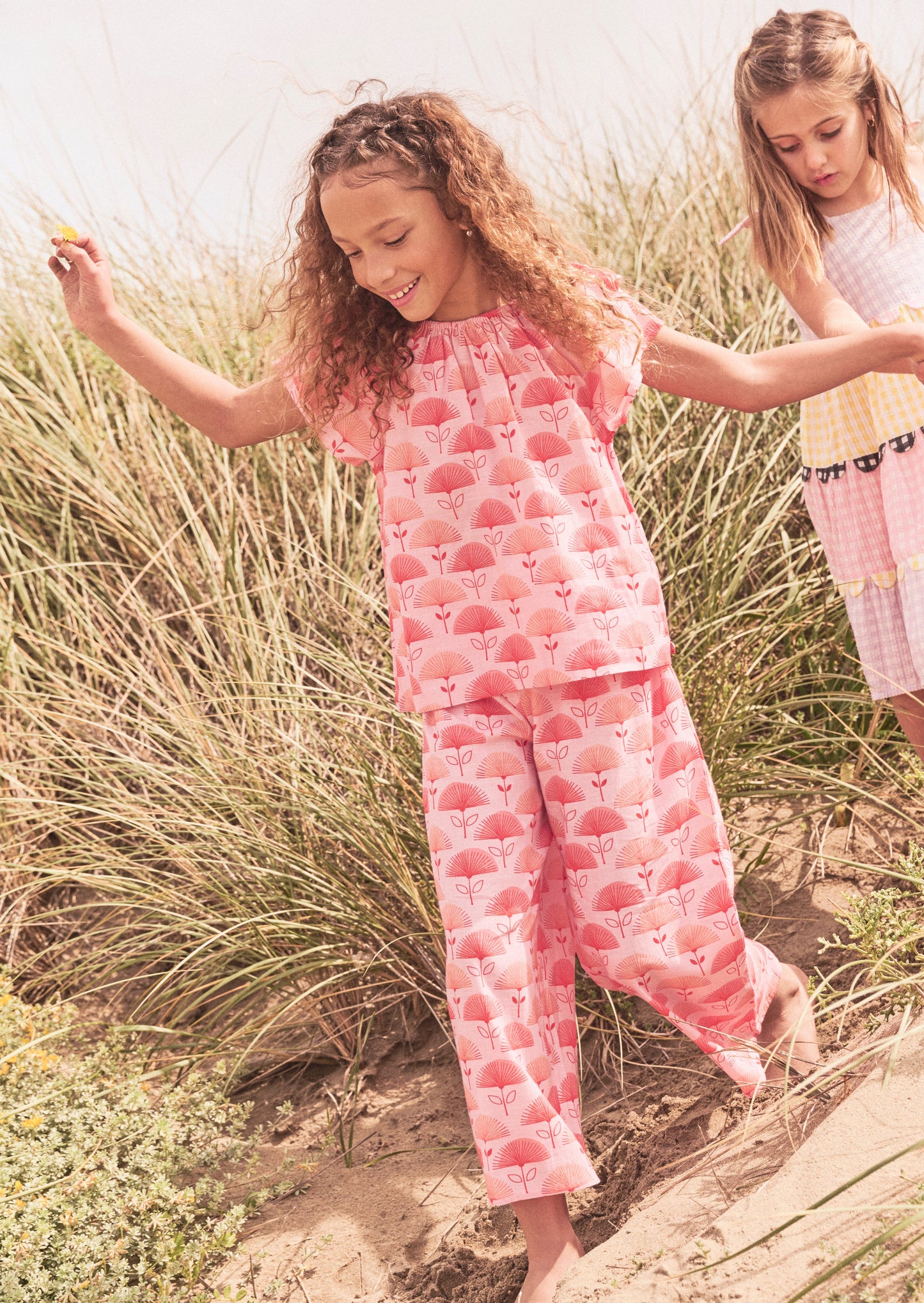 Carman Pink Fan Floral Top