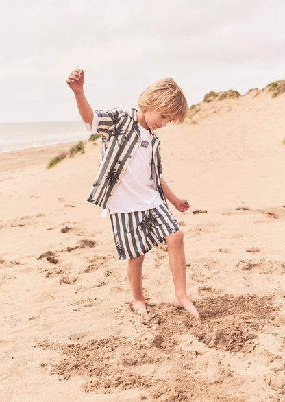 Gus Black Palm Print Swim Short