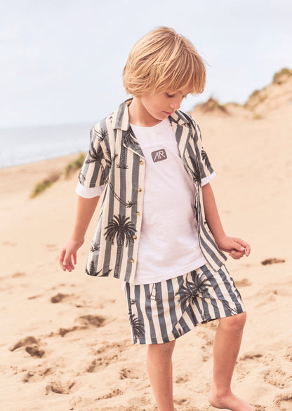 Jamie Black Palm Print Resort Shirt