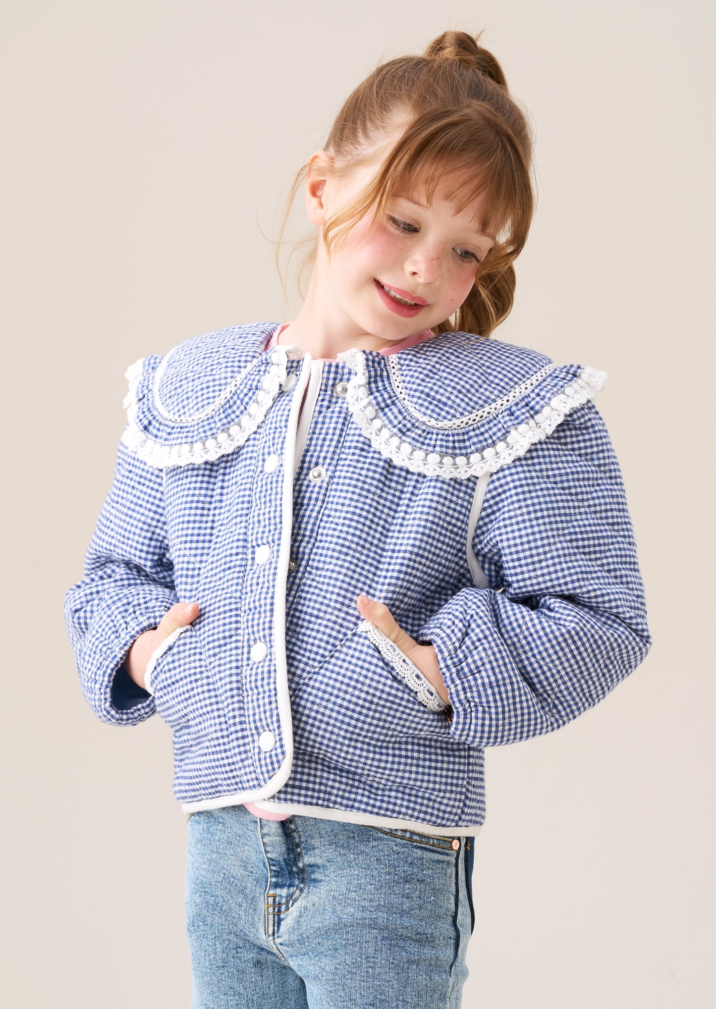 Lottie Quilted Lace Trim Collar Jacket