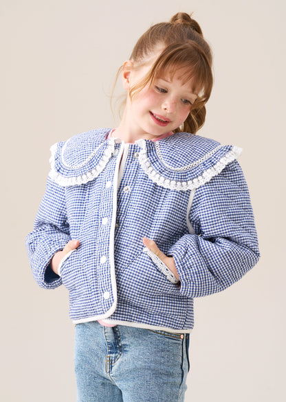 Lottie Quilted Lace Trim Collar Jacket