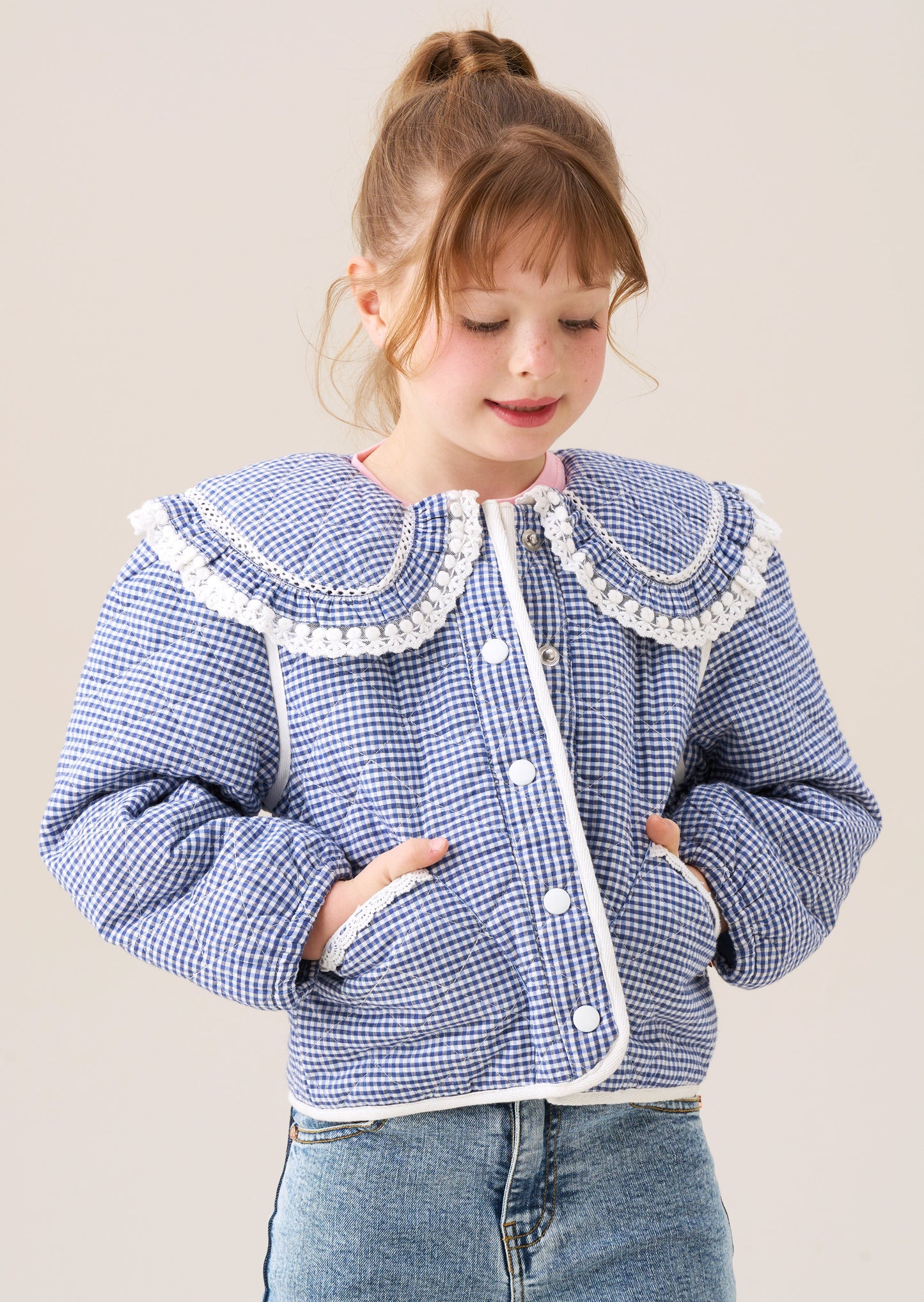 Lottie Quilted Lace Trim Collar Jacket