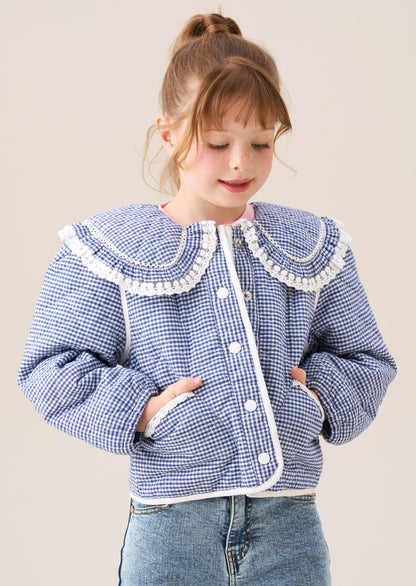 Lottie Quilted Lace Trim Collar Jacket