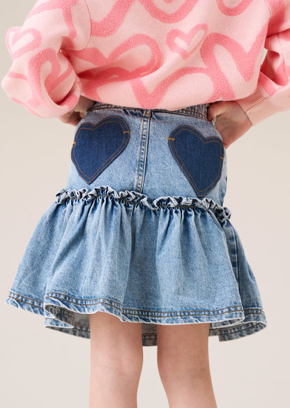 Noemie Heart Pocket Denim Skirt
