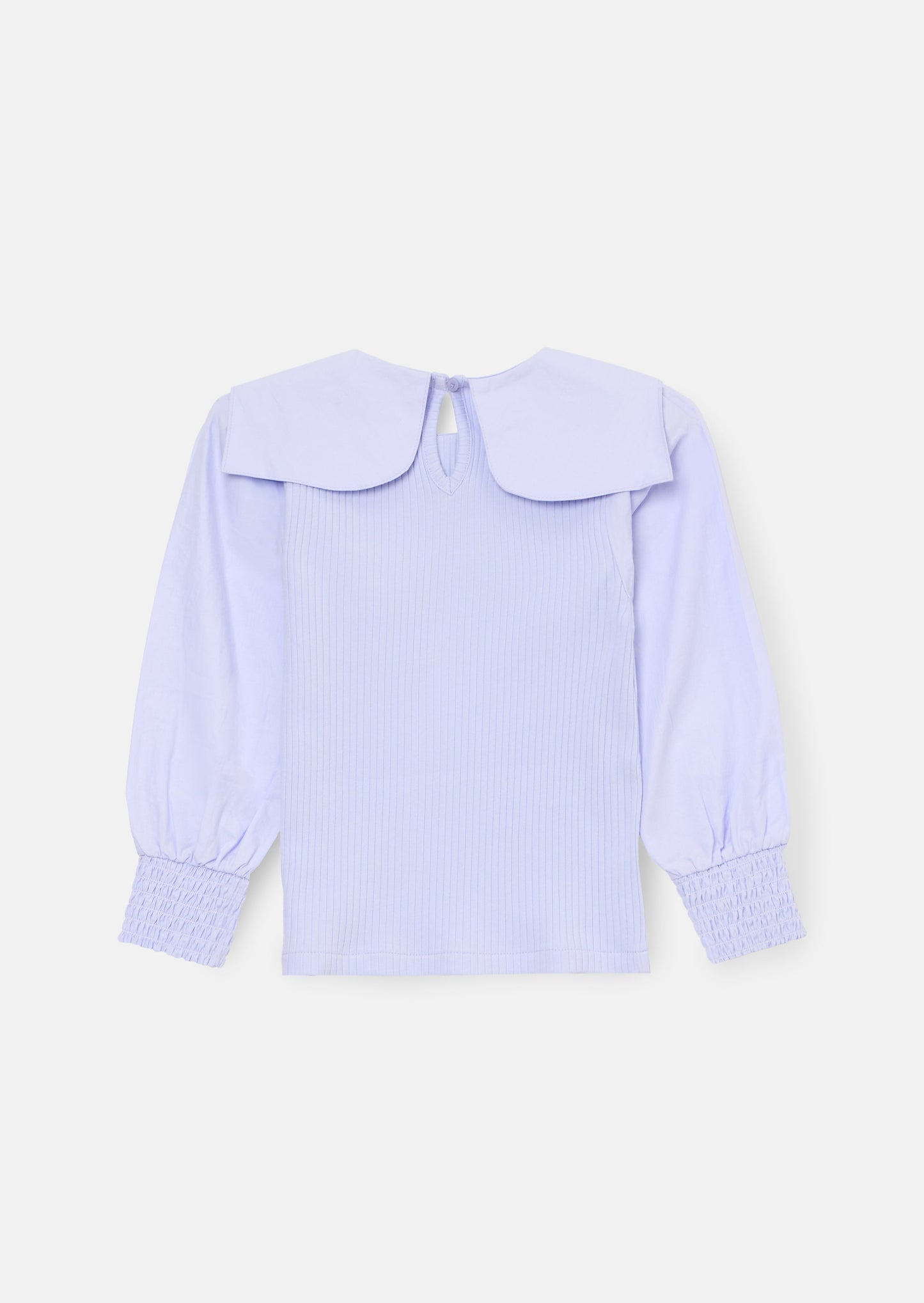 Elise Bow Collar Woven Sleeve Top