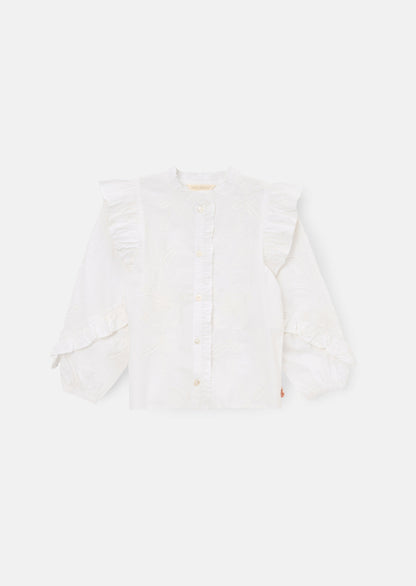 Lacey Embroidered Frill Sleeve Blouse