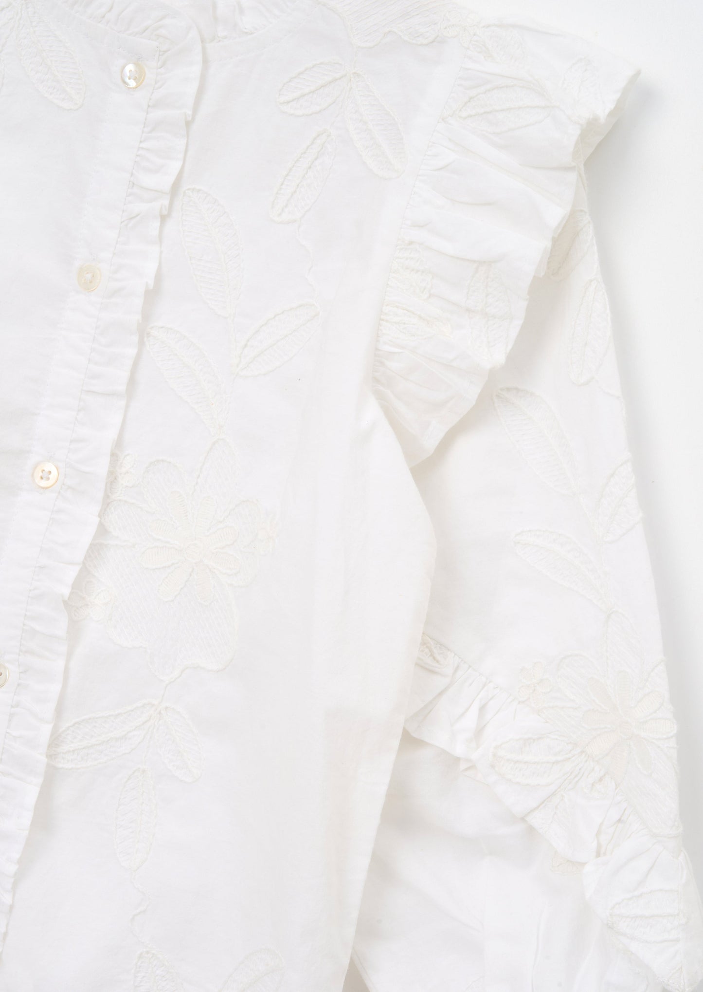 Lacey Embroidered Frill Sleeve Blouse