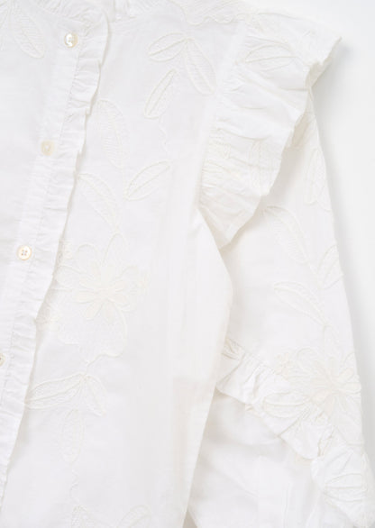 Lacey Embroidered Frill Sleeve Blouse