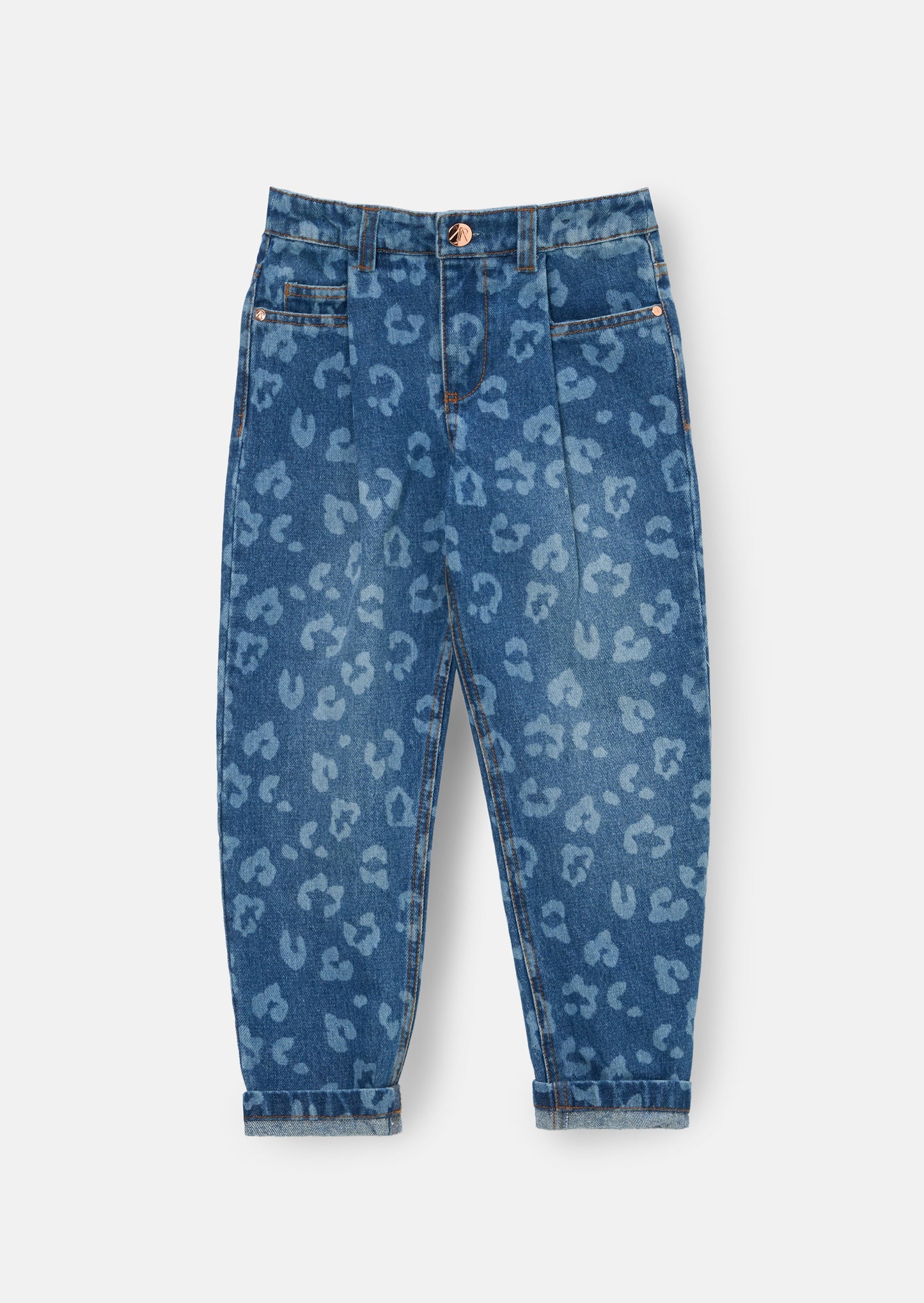 Kendal Leopard Denim Barrel Leg Jean