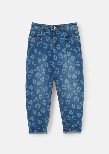 Kendal Leopard Denim Barrel Leg Jean
