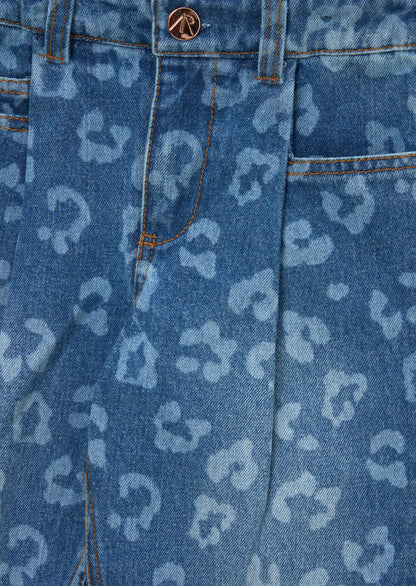 Kendal Leopard Denim Barrel Leg Jean