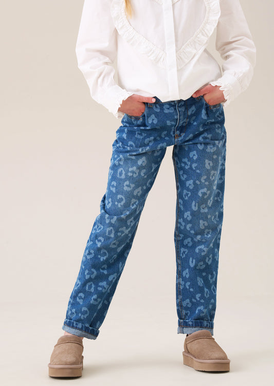 Kendal Leopard Denim Barrel Leg Jean