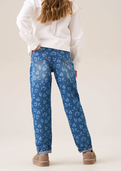 Kendal Leopard Denim Barrel Leg Jean