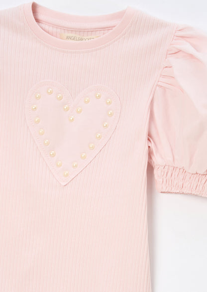 Agatha Pink Heart Rib Tee