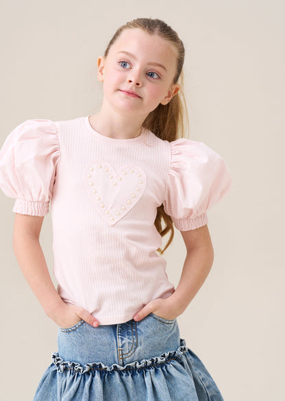 Agatha Pink Heart Rib Tee