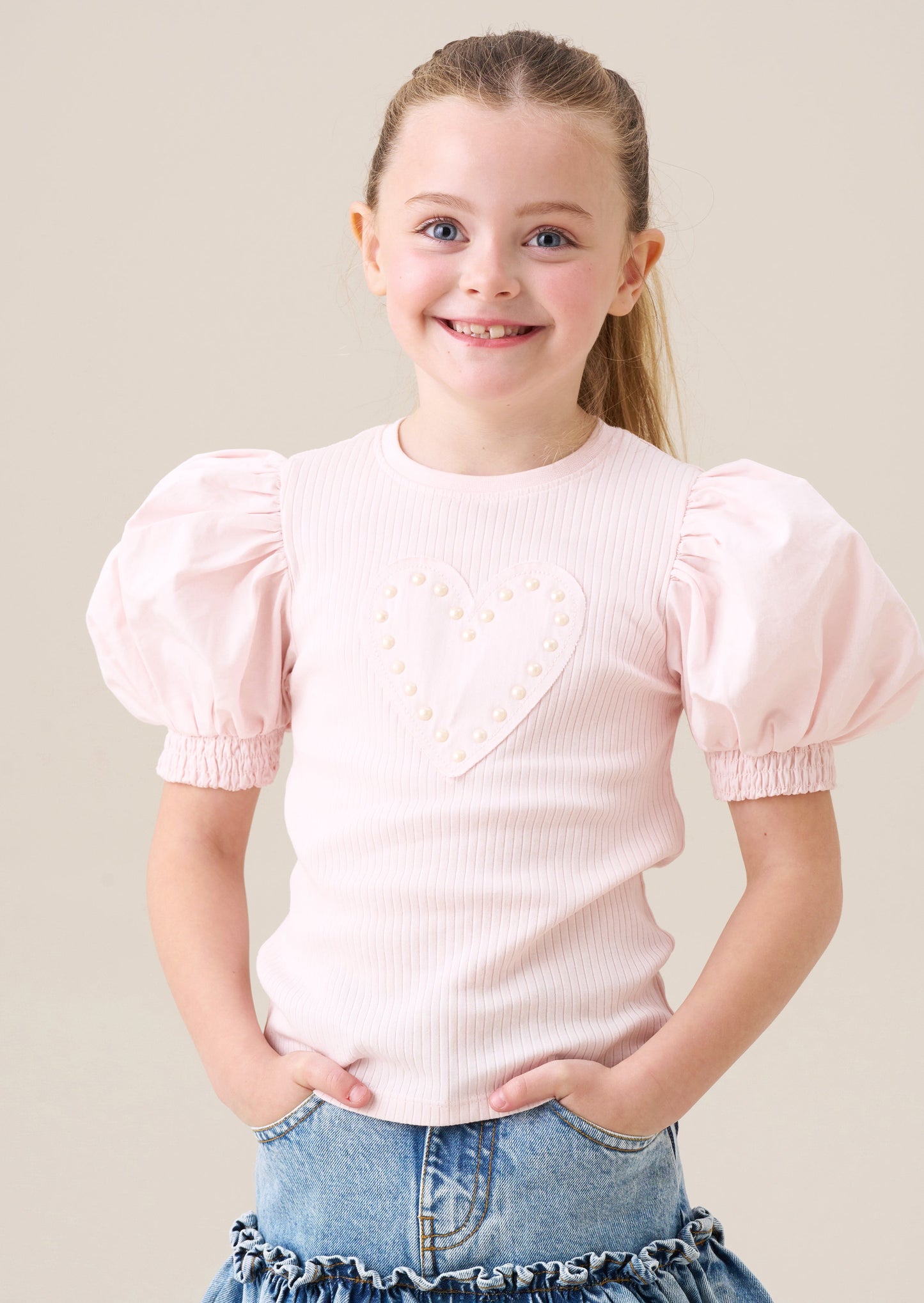 Agatha Pink Heart Rib Tee