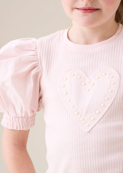 Agatha Pink Heart Rib Tee