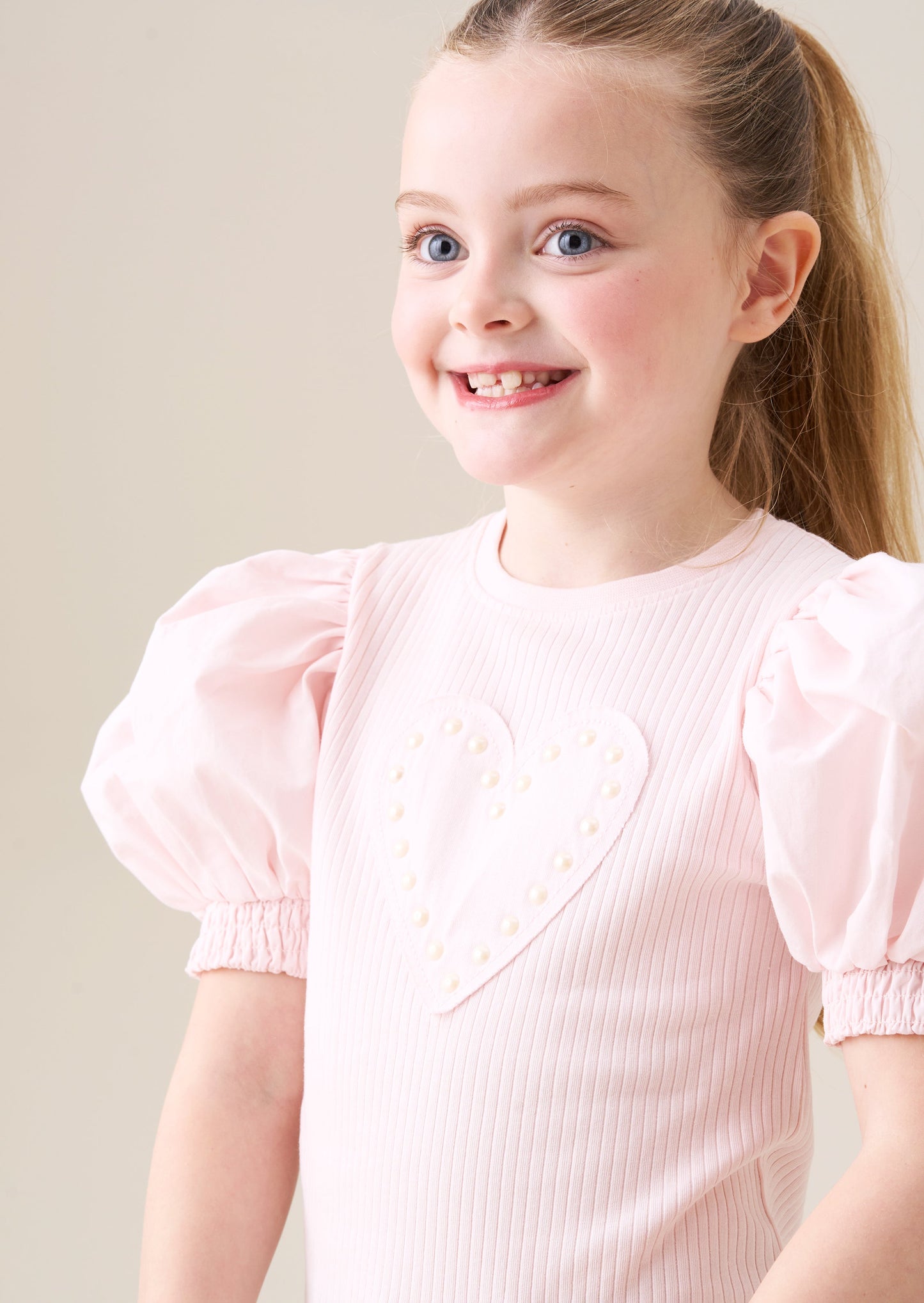 Agatha Pink Heart Rib Tee