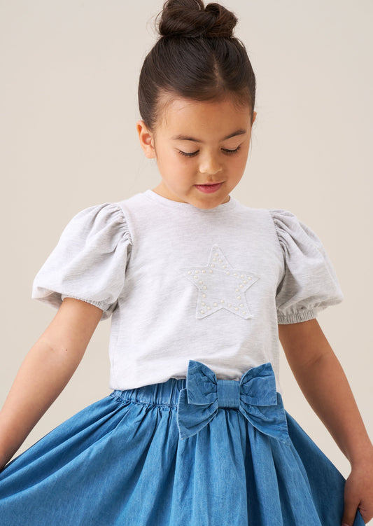 Agatha Grey Star Puff Sleeve Tee