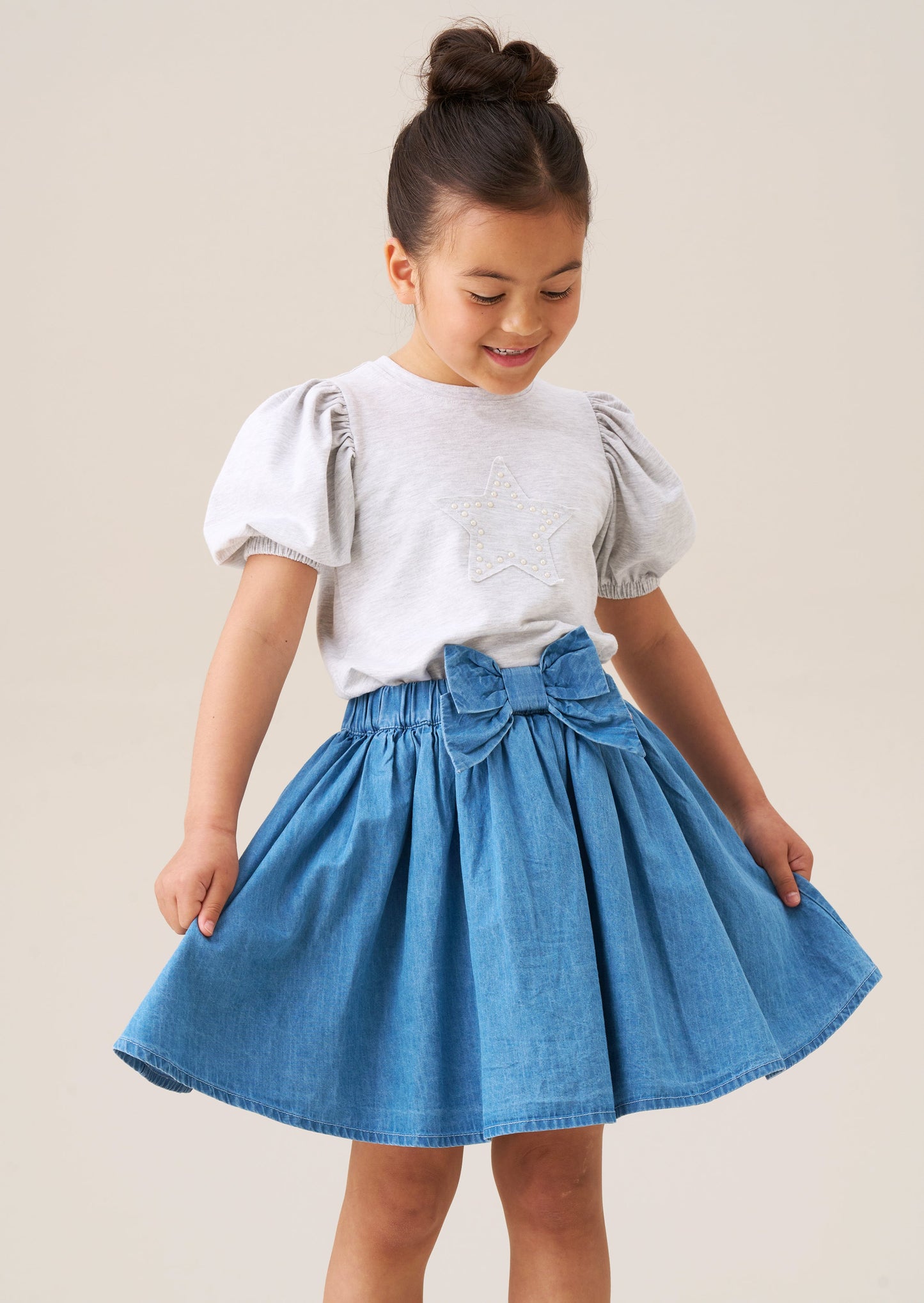 Agatha Grey Star Puff Sleeve Tee